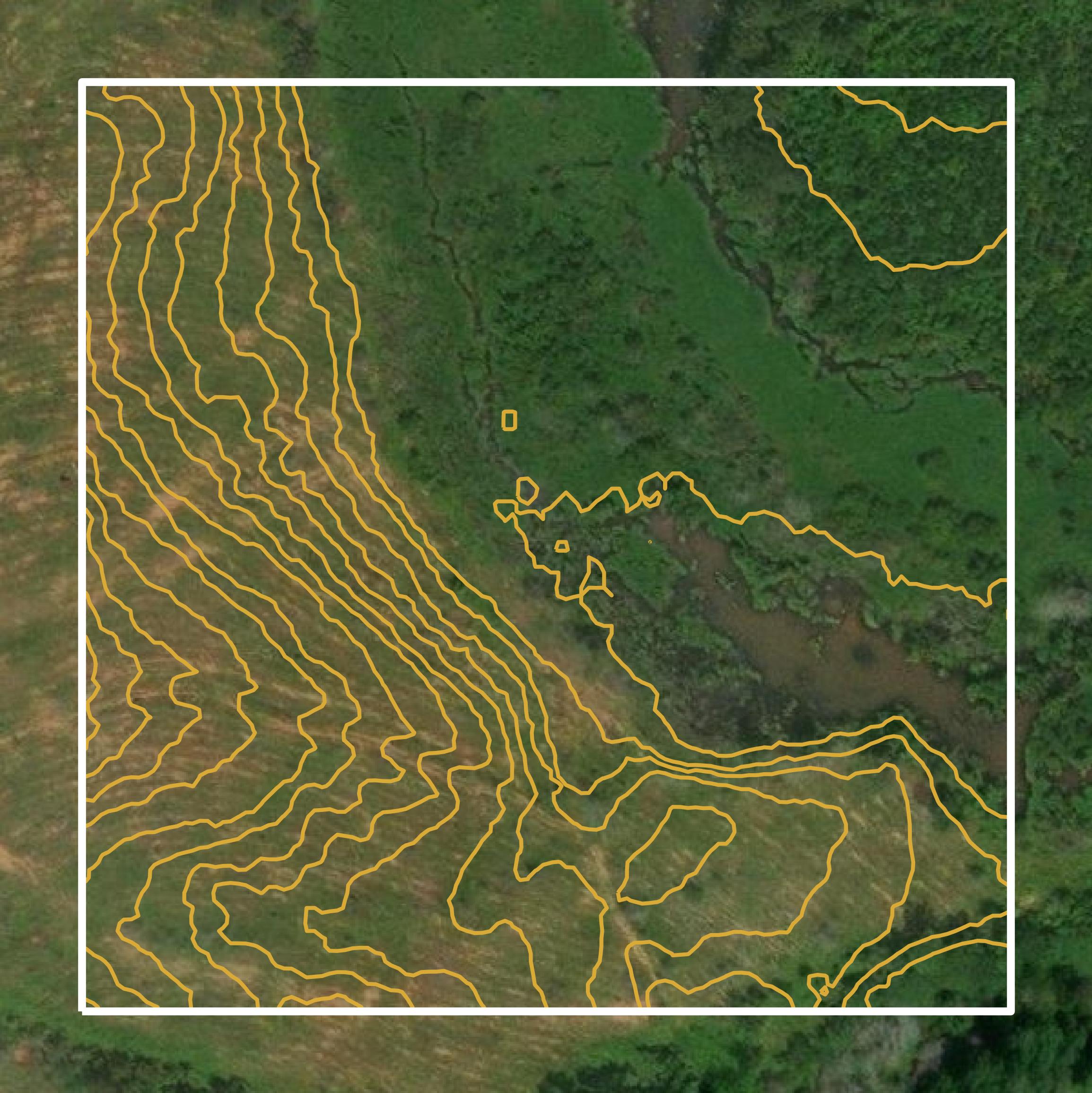 This image shows a contour map in Oglethorpe County created using GIS data in Equator.
