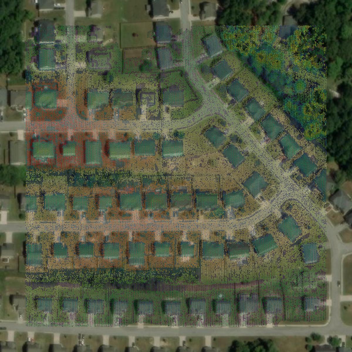 This image shows a LiDAR point cloud in Paulding County created using GIS data in Equator.