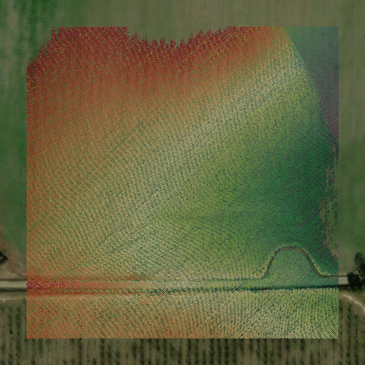 This image shows a LiDAR point cloud in Peach County created using GIS data in Equator.