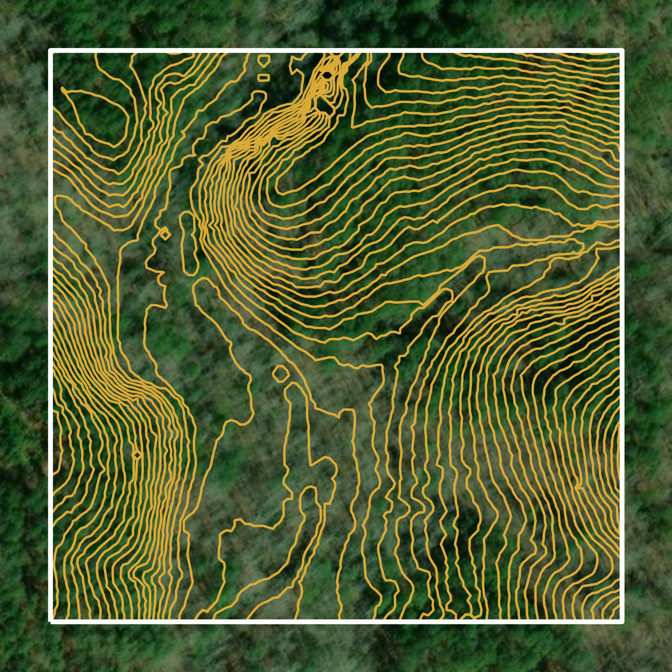 This image shows a contour map in Pickens County created using GIS data in Equator.