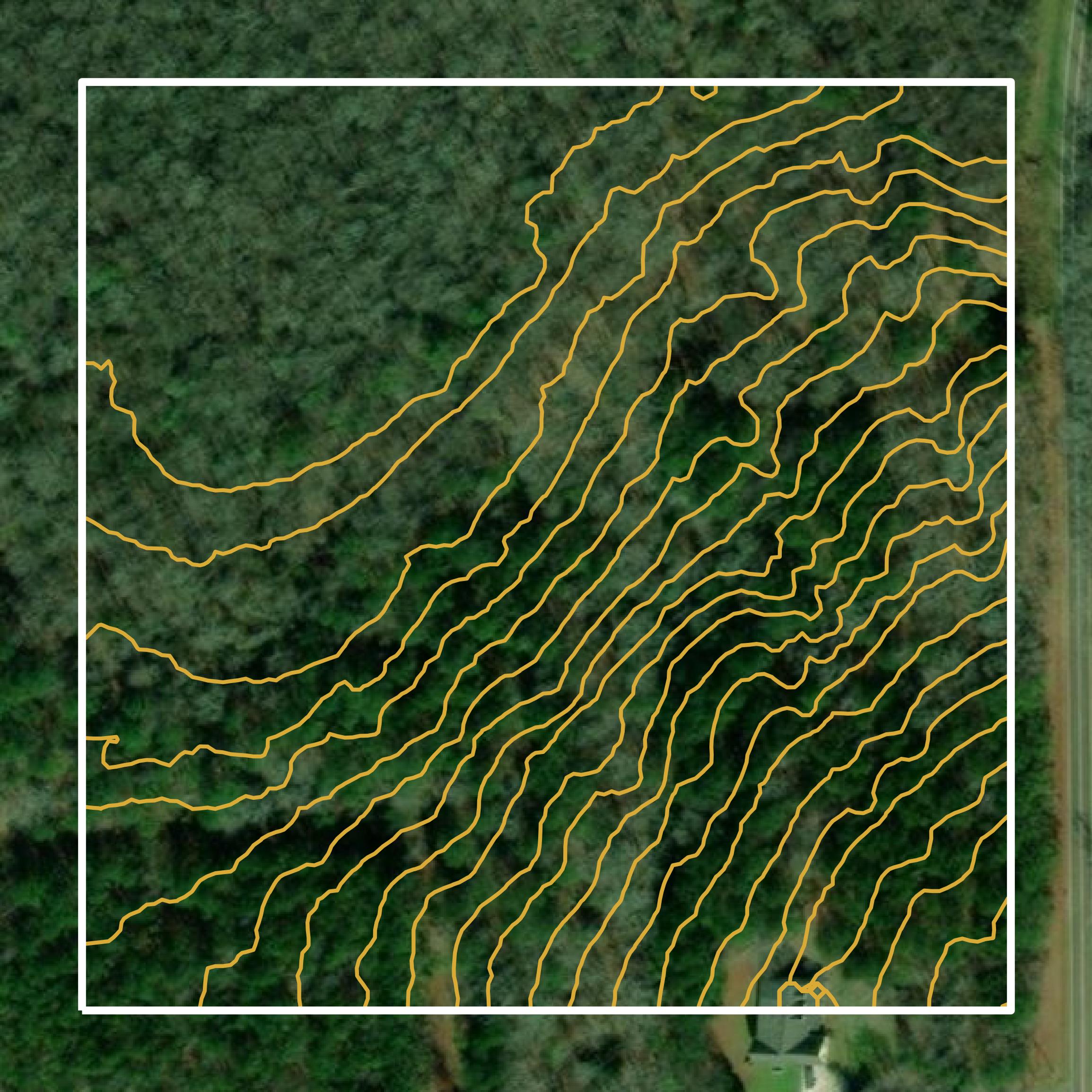 This image shows a contour map in Pike County created using GIS data in Equator.