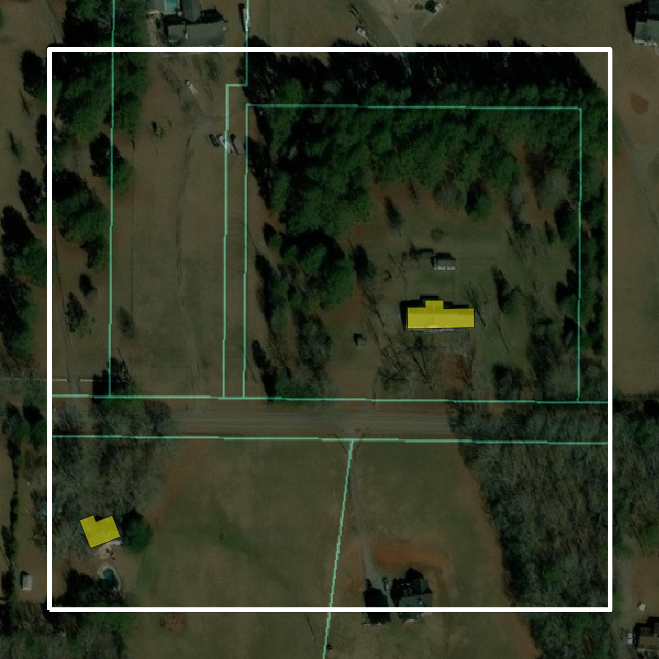 This image shows parcel and building data in Pike County created using GIS data in Equator.