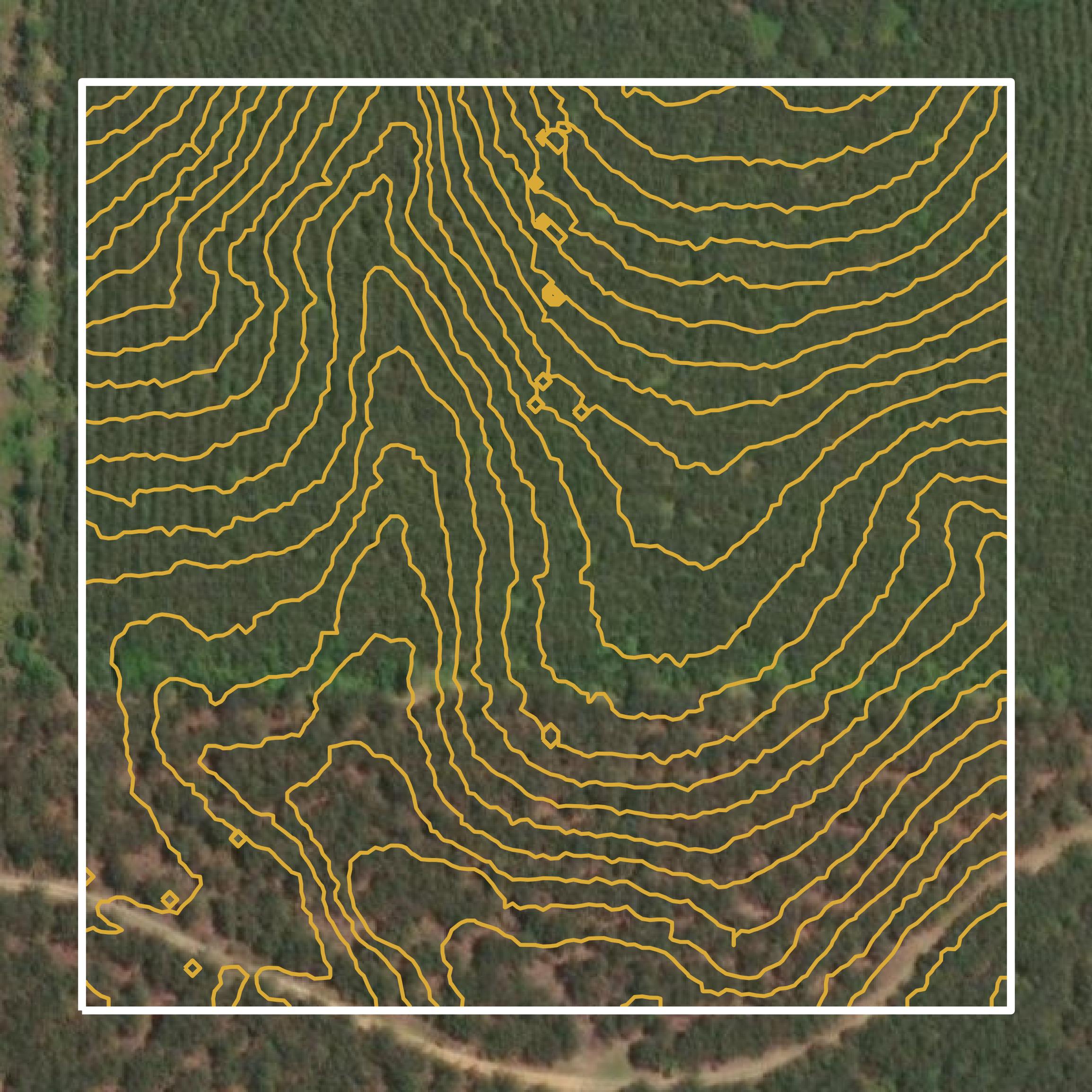 This image shows a contour map in Polk County created using GIS data in Equator.