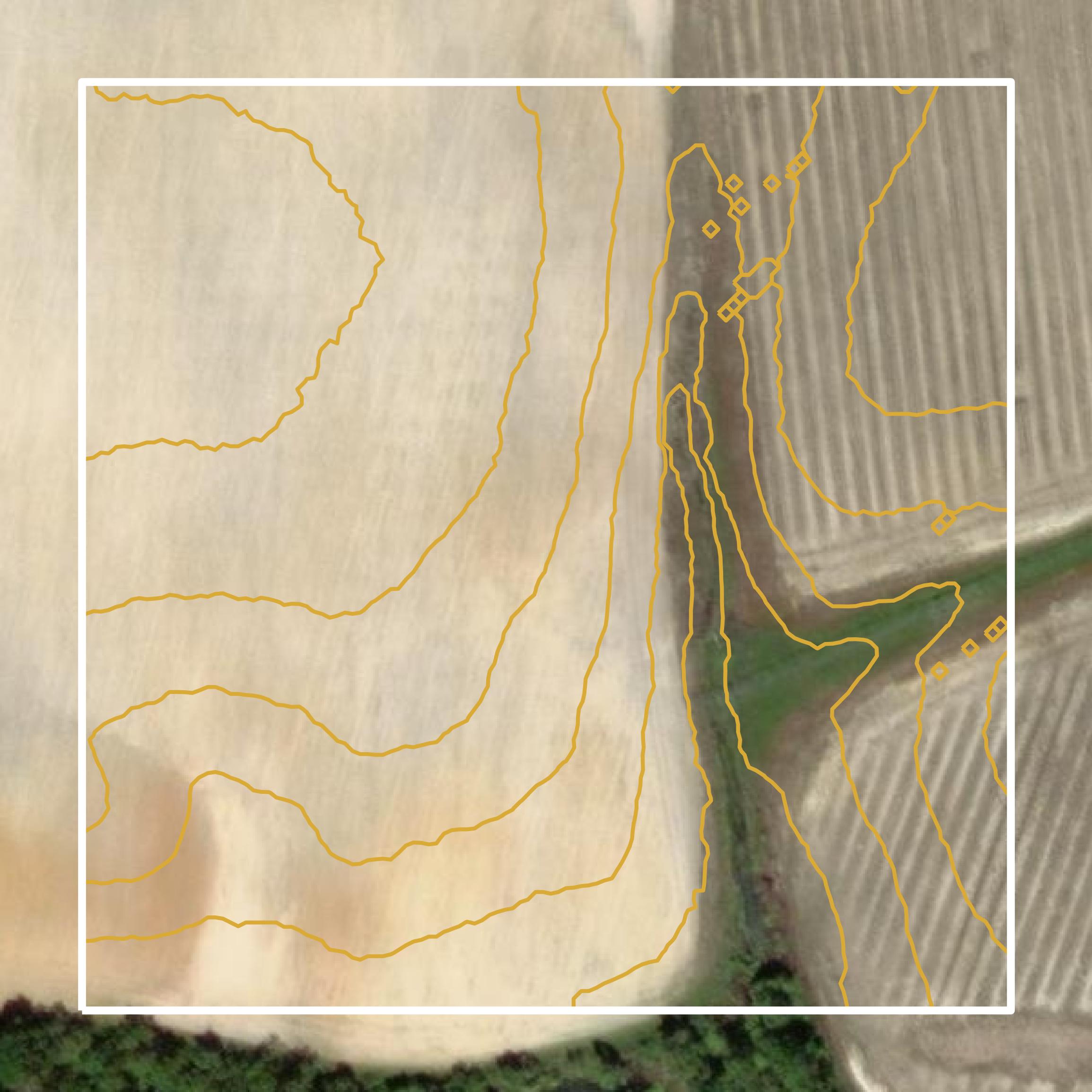 This image shows a contour map in Pulaski County created using GIS data in Equator.