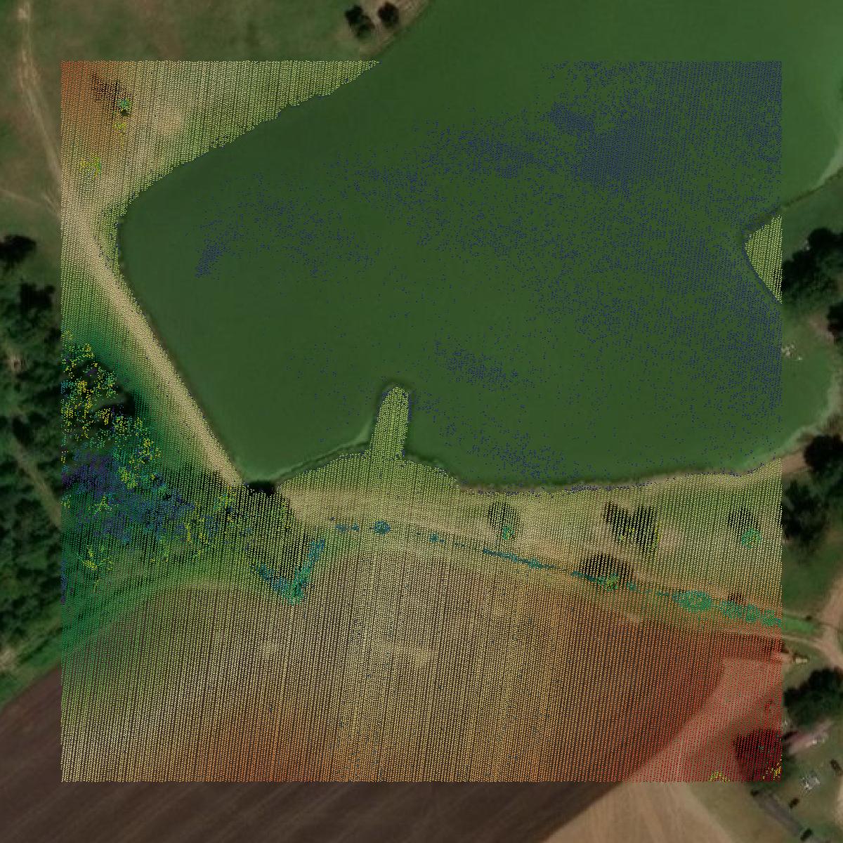 This image shows a LiDAR point cloud in Putnam County created using GIS data in Equator.