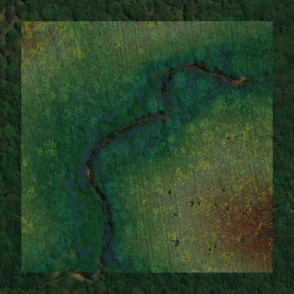 This image shows a LiDAR point cloud in Putnam County created using GIS data in Equator.