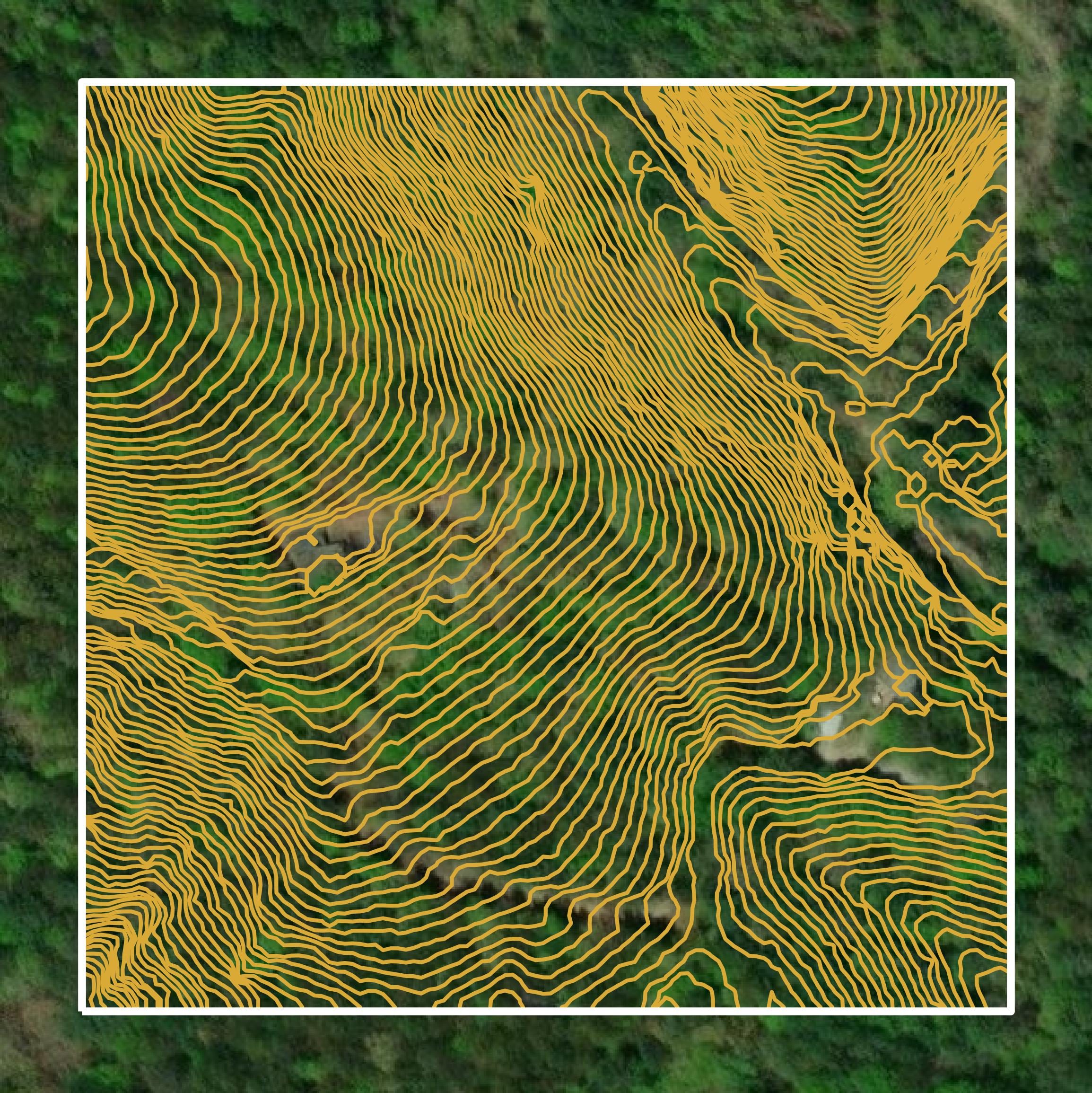 This image shows a contour map in Rabun County created using GIS data in Equator.