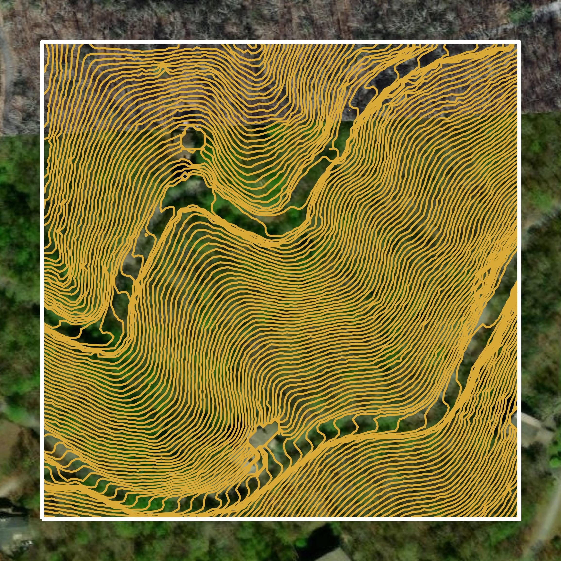 This image shows a contour map in Rabun County created using GIS data in Equator.