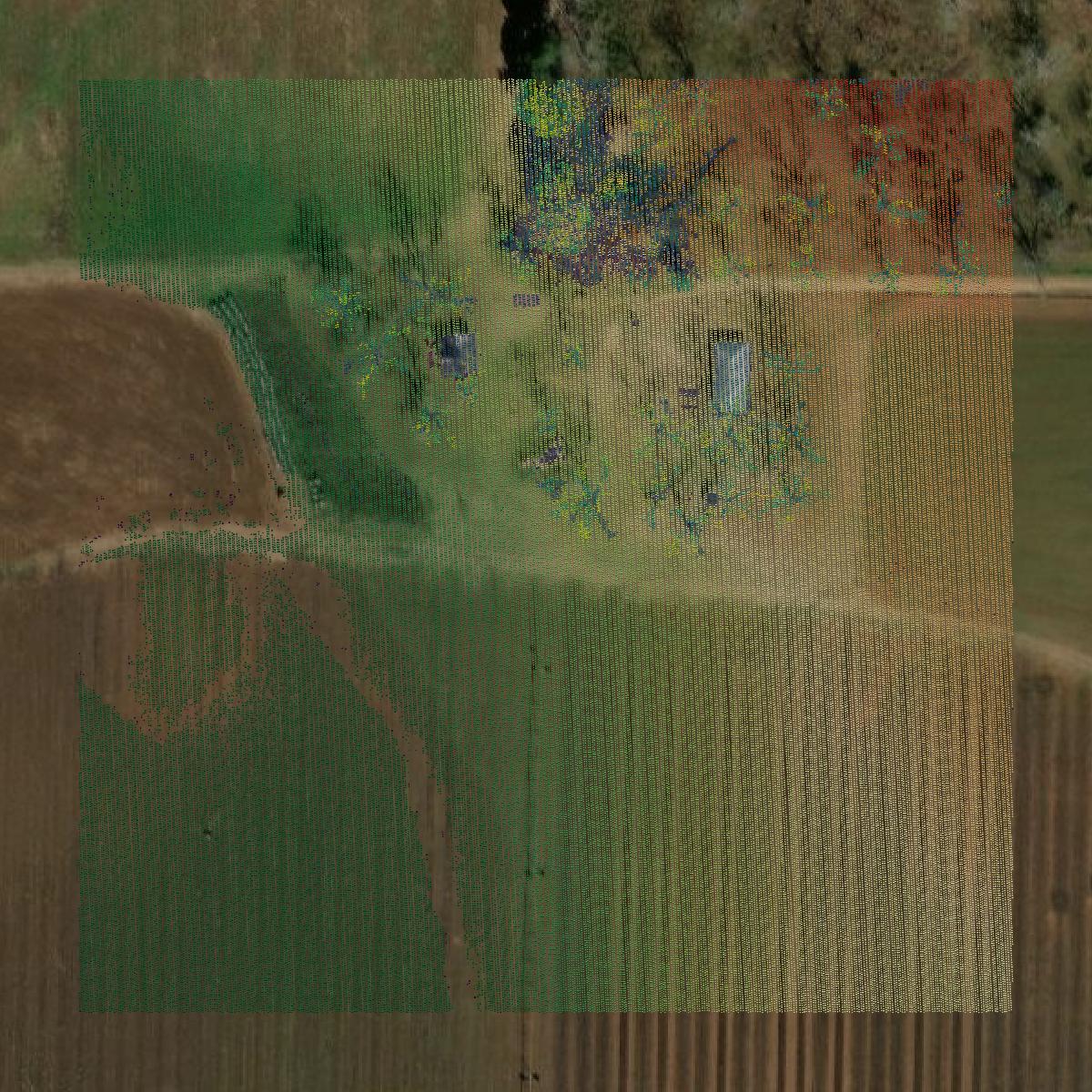 This image shows a LiDAR point cloud in Randolph County created using GIS data in Equator.