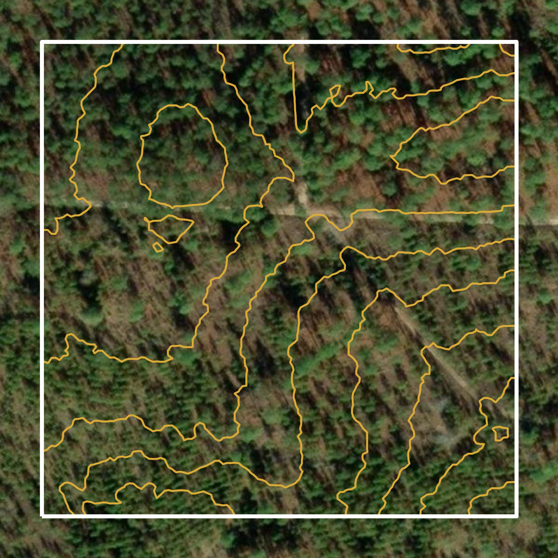 This image shows a contour map in Richmond County created using GIS data in Equator.