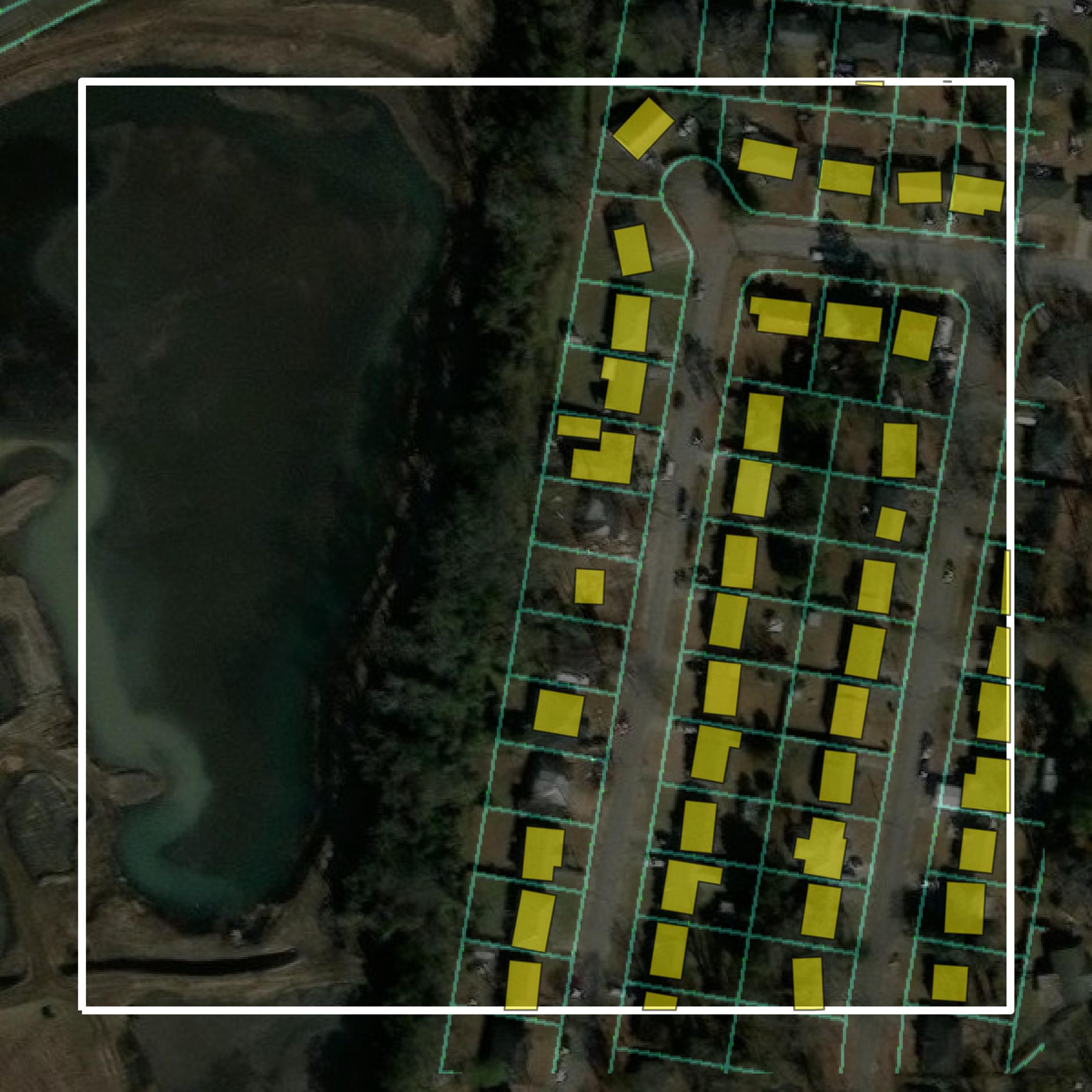 This image shows parcel and building data in Richmond County created using GIS data in Equator.