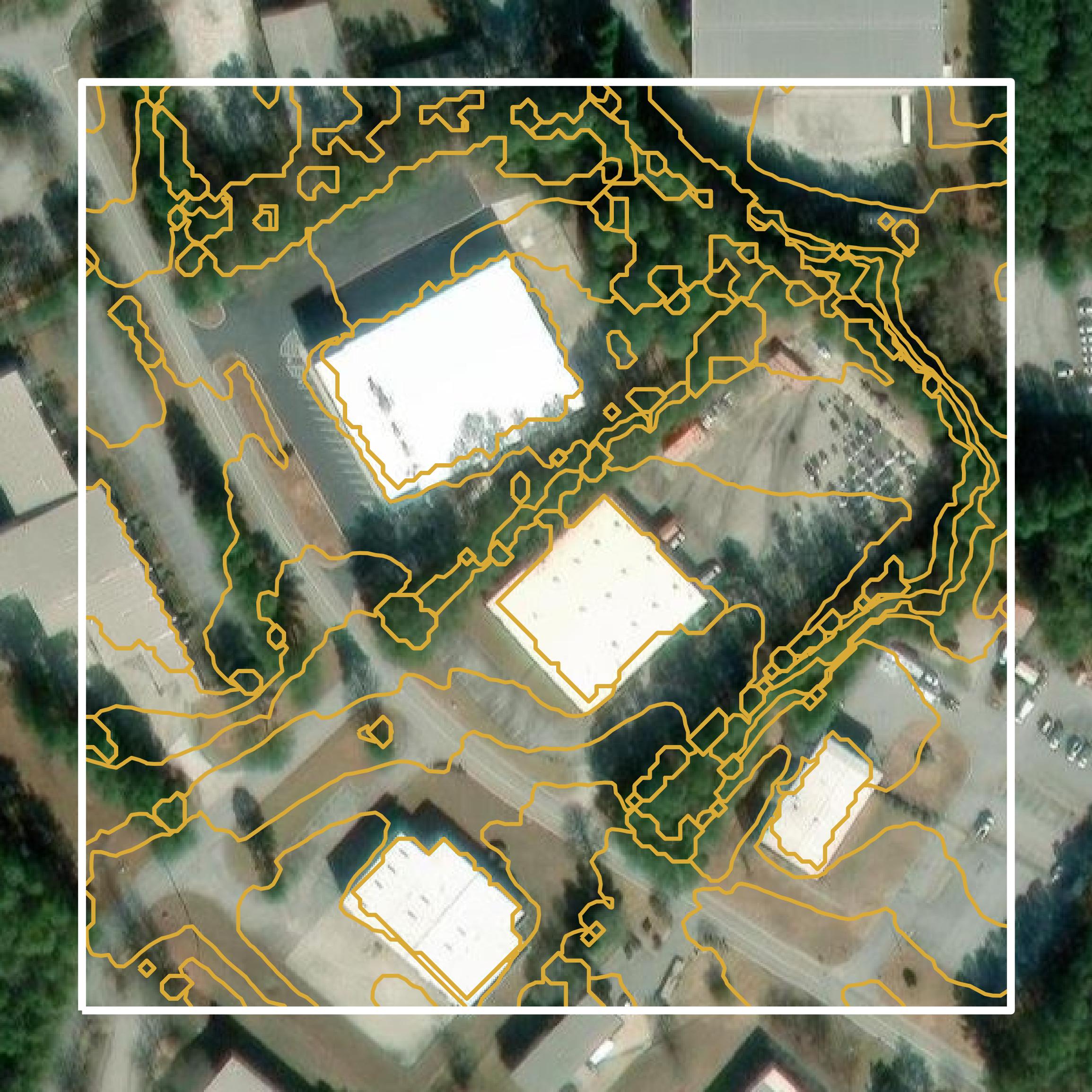 This image shows a contour map in Rockdale County created using GIS data in Equator.