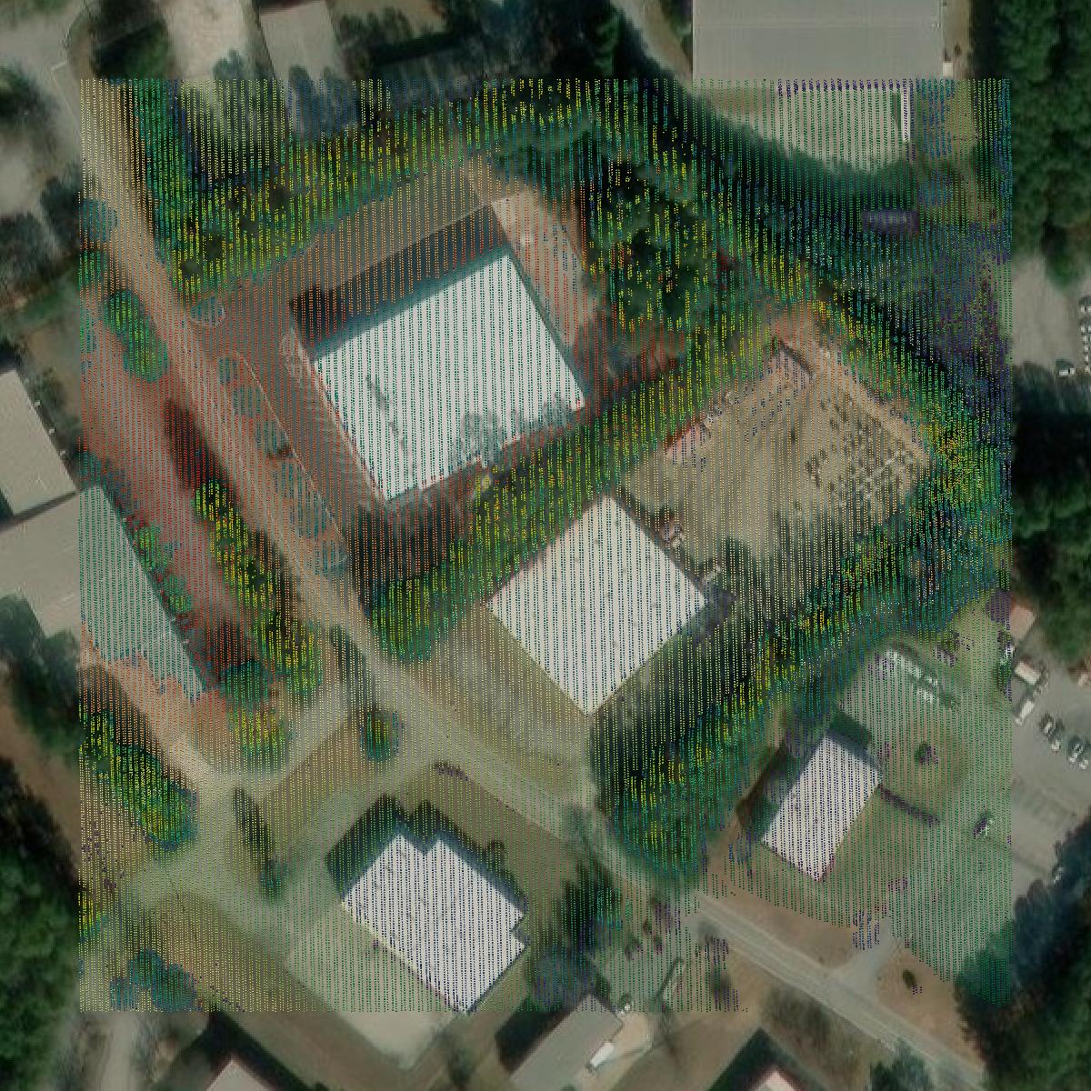 This image shows a LiDAR point cloud in Rockdale County created using GIS data in Equator.