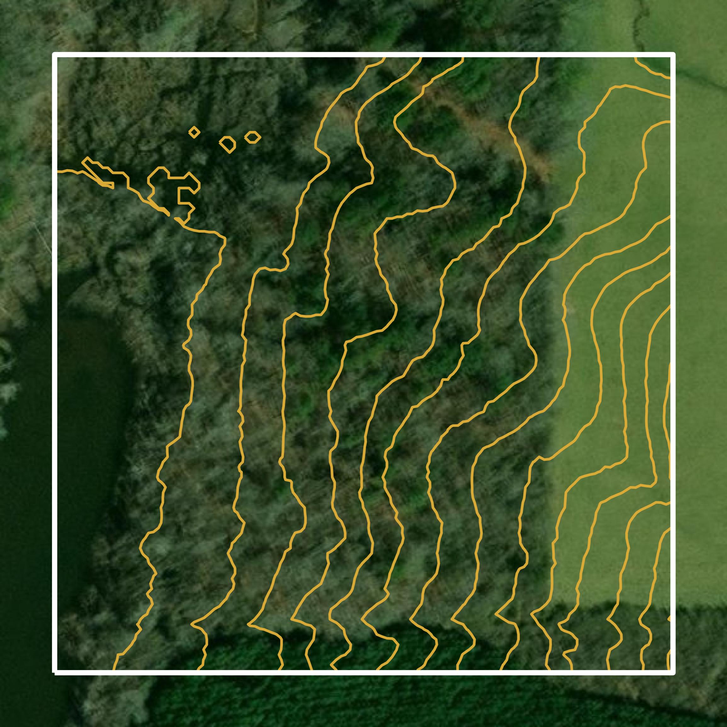 This image shows a contour map in Spalding County created using GIS data in Equator.