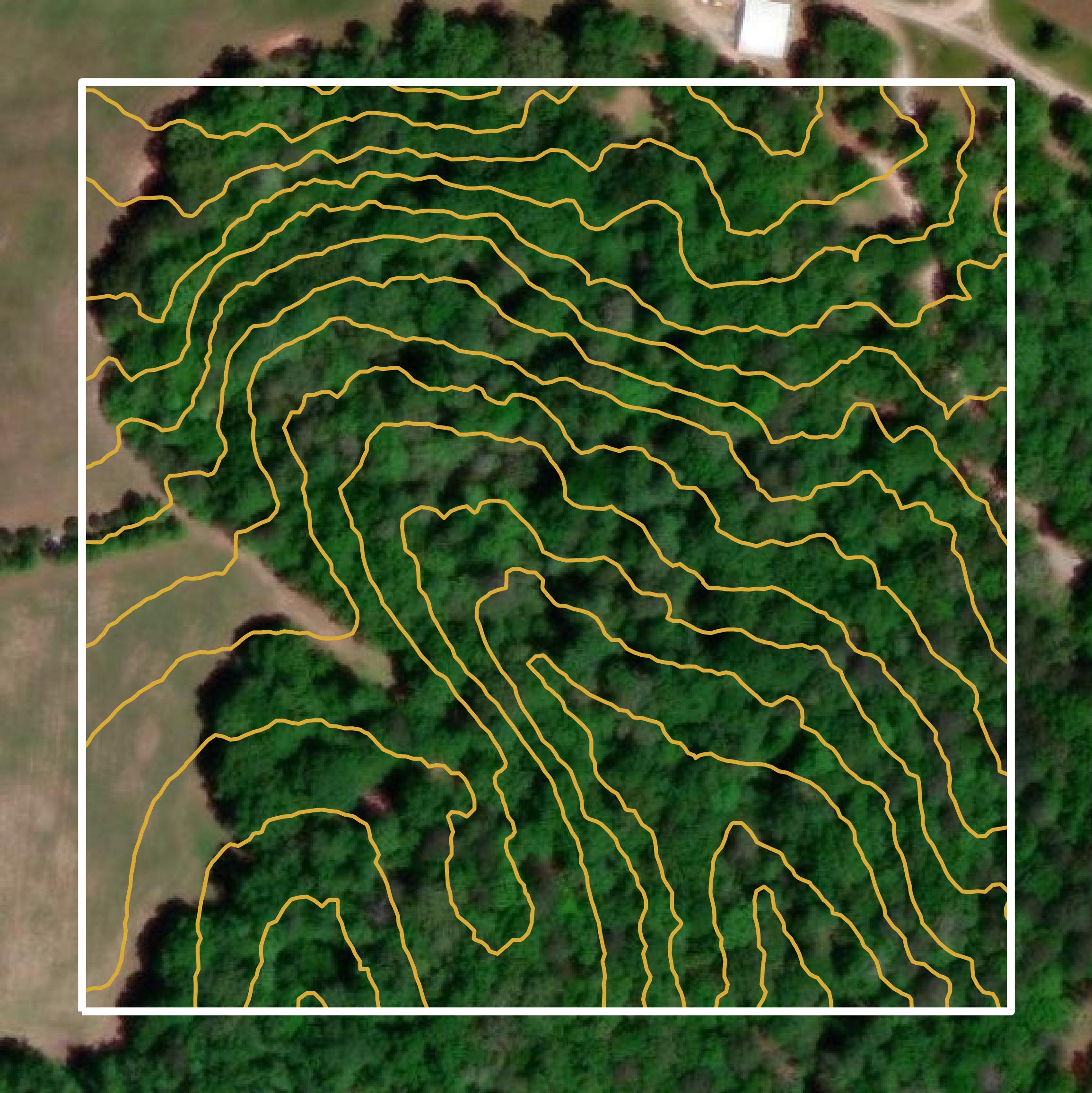 This image shows a contour map in Spalding County created using GIS data in Equator.
