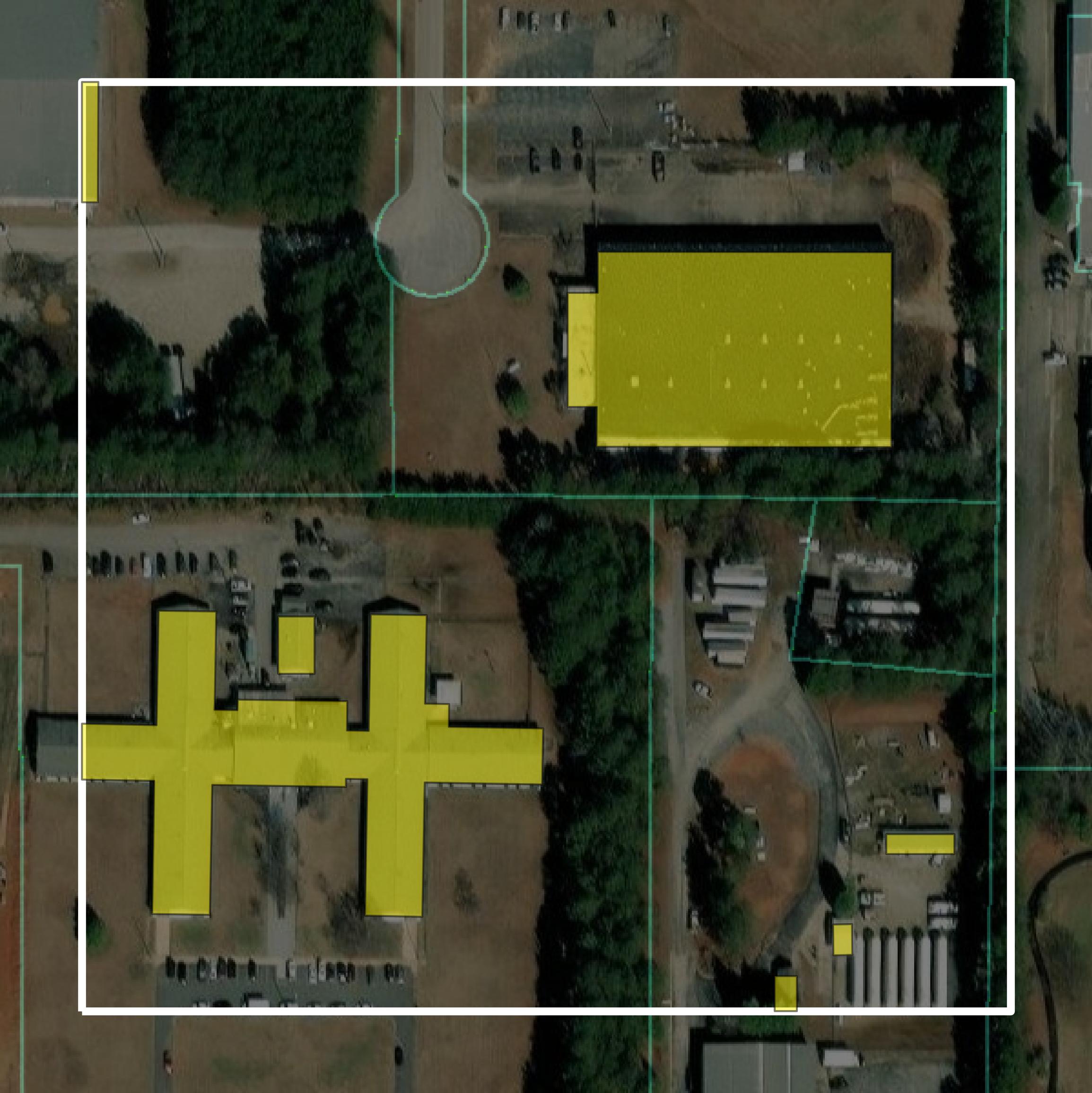 This image shows parcel and building data in Spalding County created using GIS data in Equator.