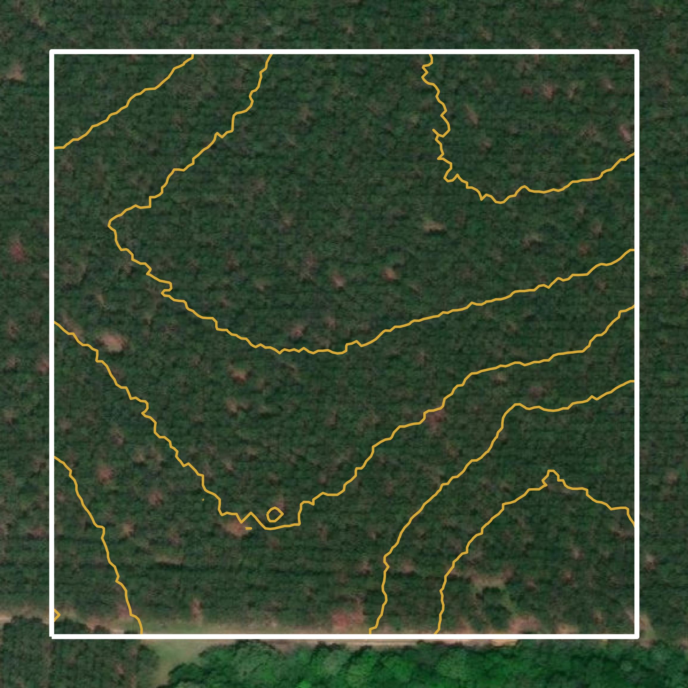 This image shows a contour map in Sumter County created using GIS data in Equator.
