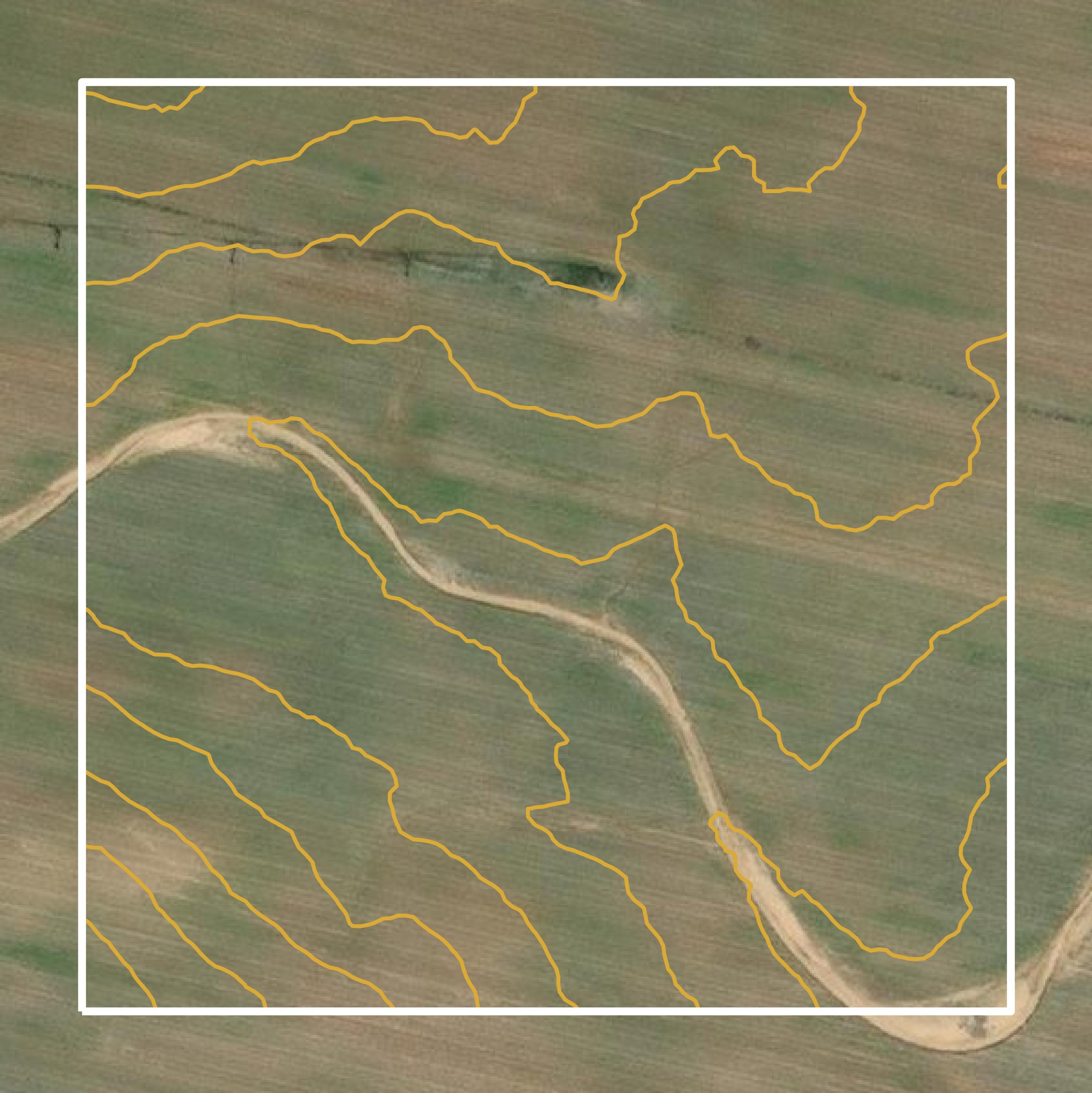 This image shows a contour map in Sumter County created using GIS data in Equator.