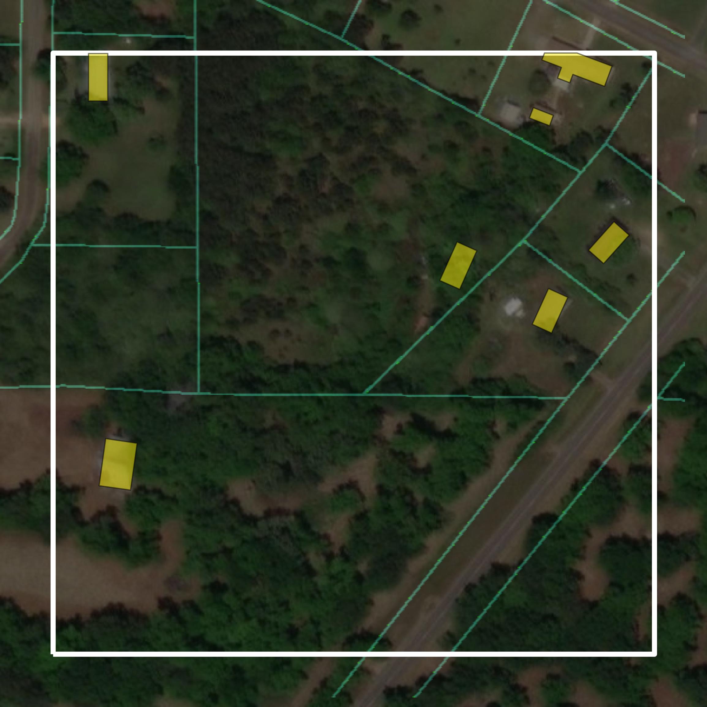 This image shows parcel and building data in Sumter County created using GIS data in Equator.