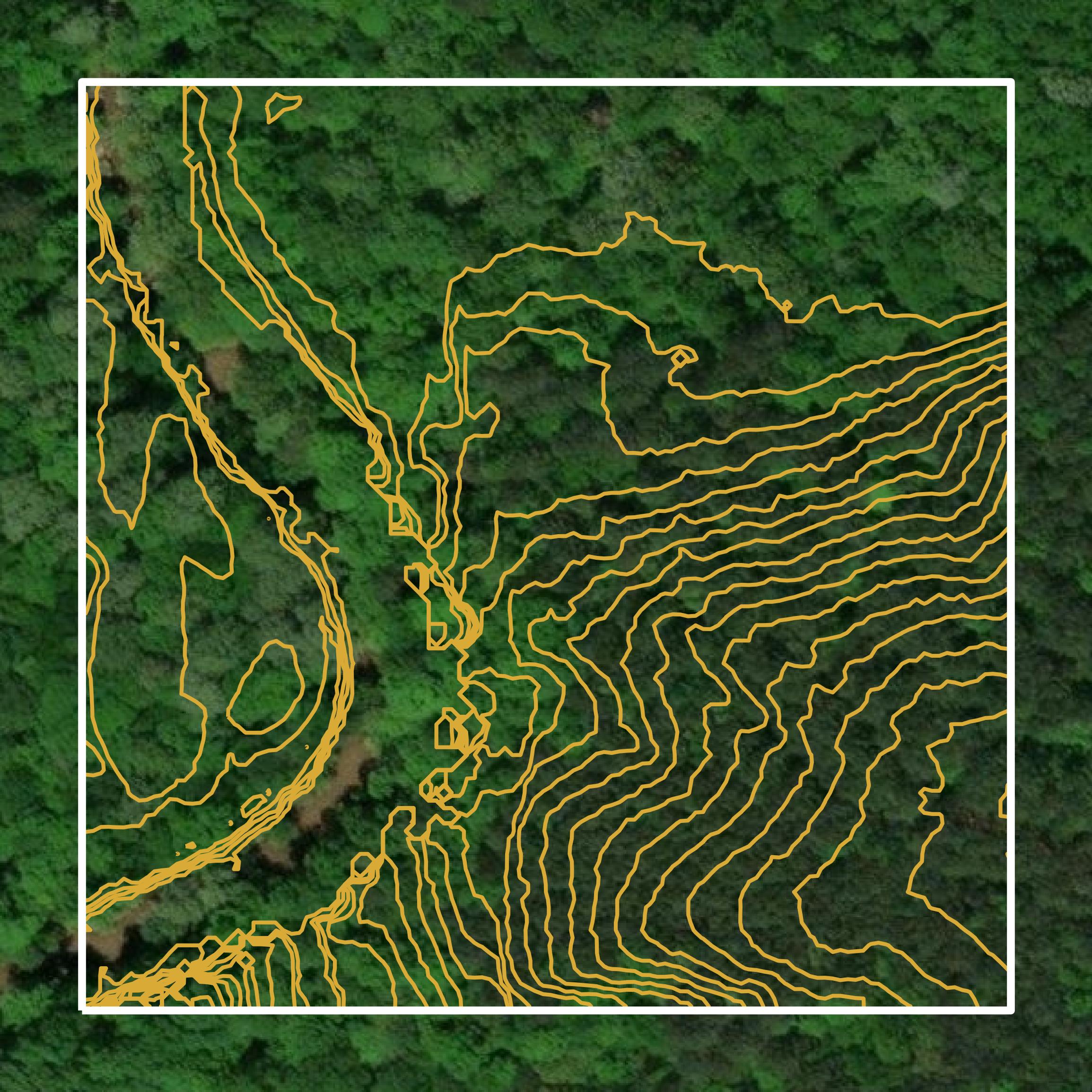 This image shows a contour map in Taliaferro County created using GIS data in Equator.