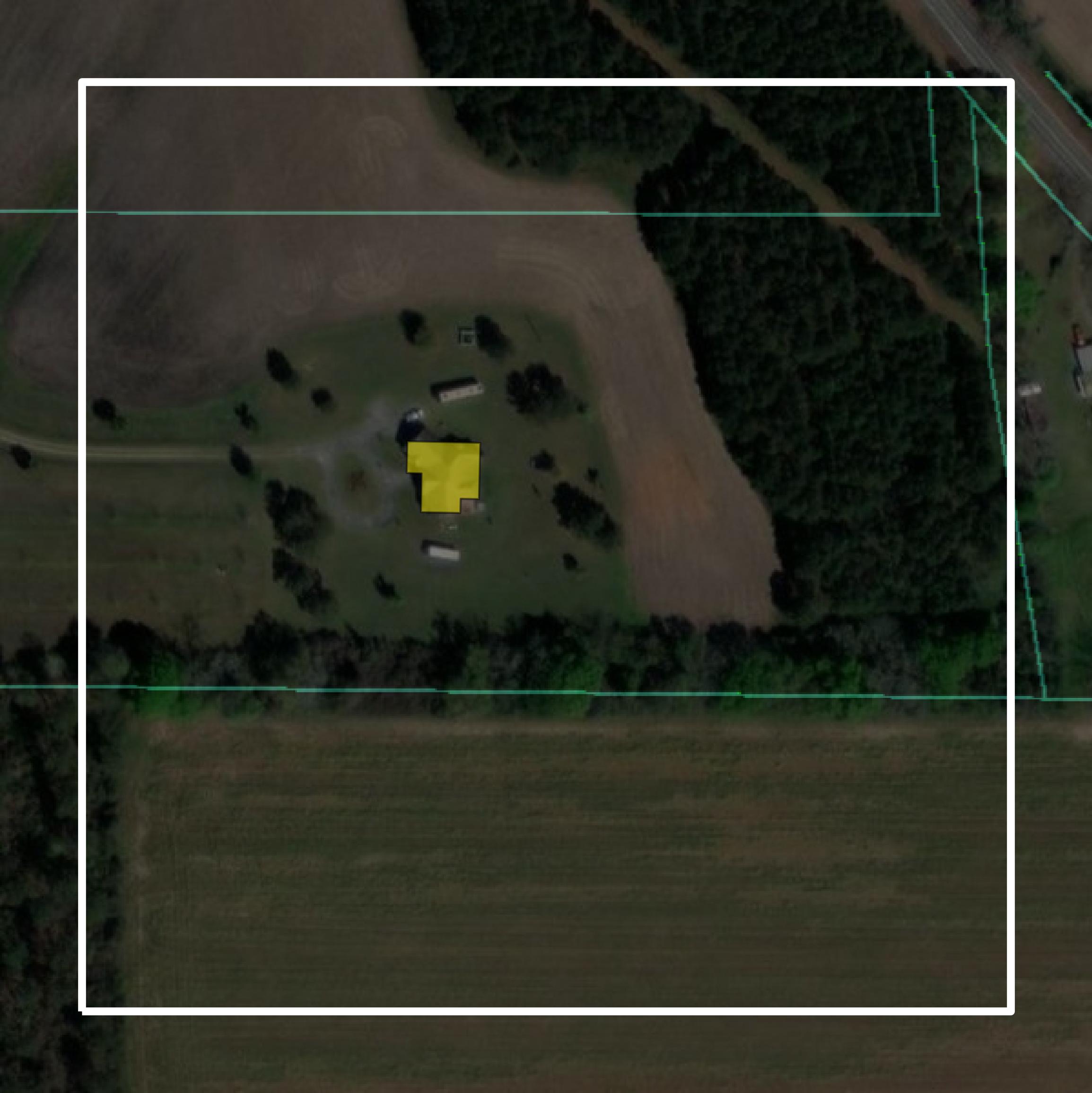 This image shows parcel and building data in Thomas County created using GIS data in Equator.