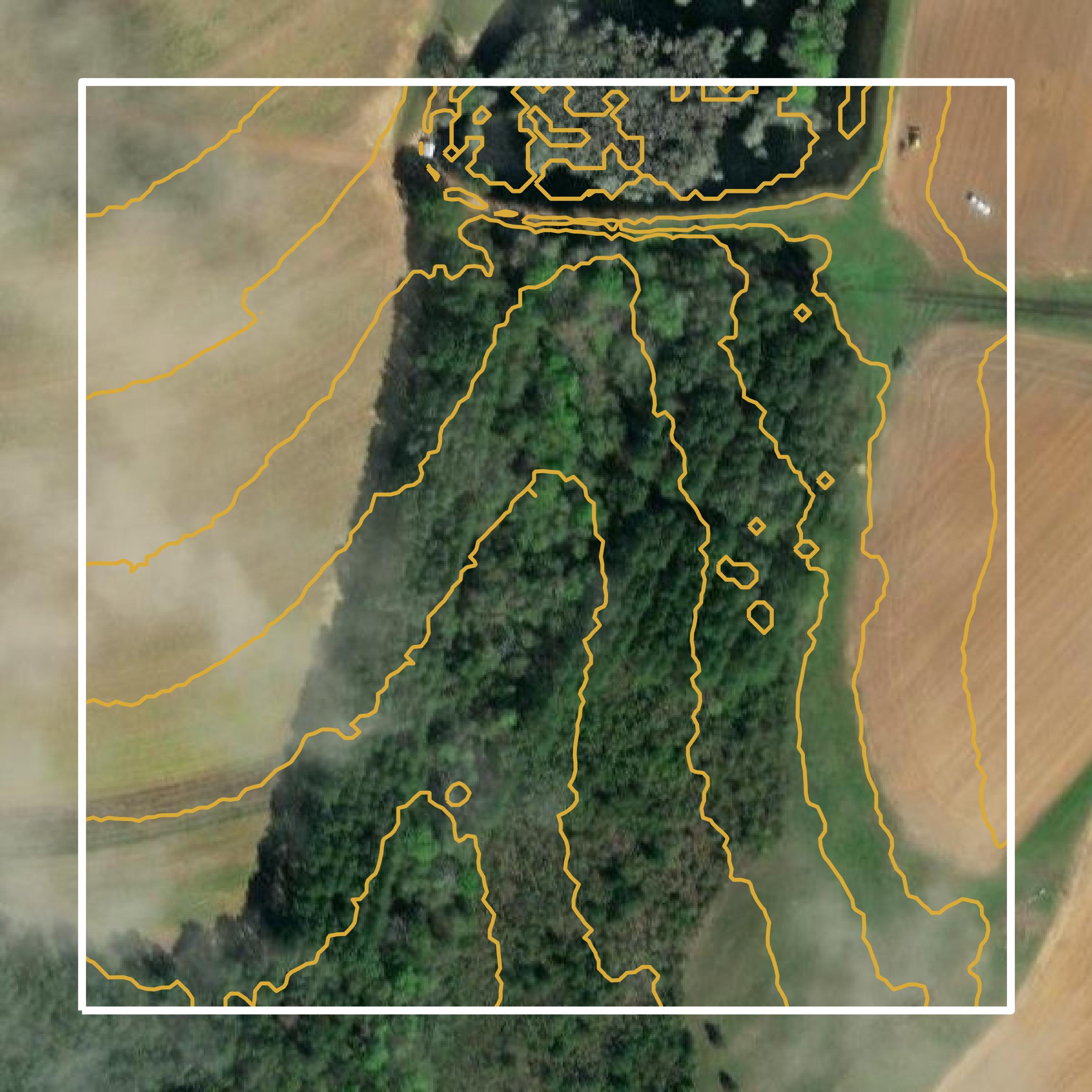 This image shows a contour map in Tift County created using GIS data in Equator.