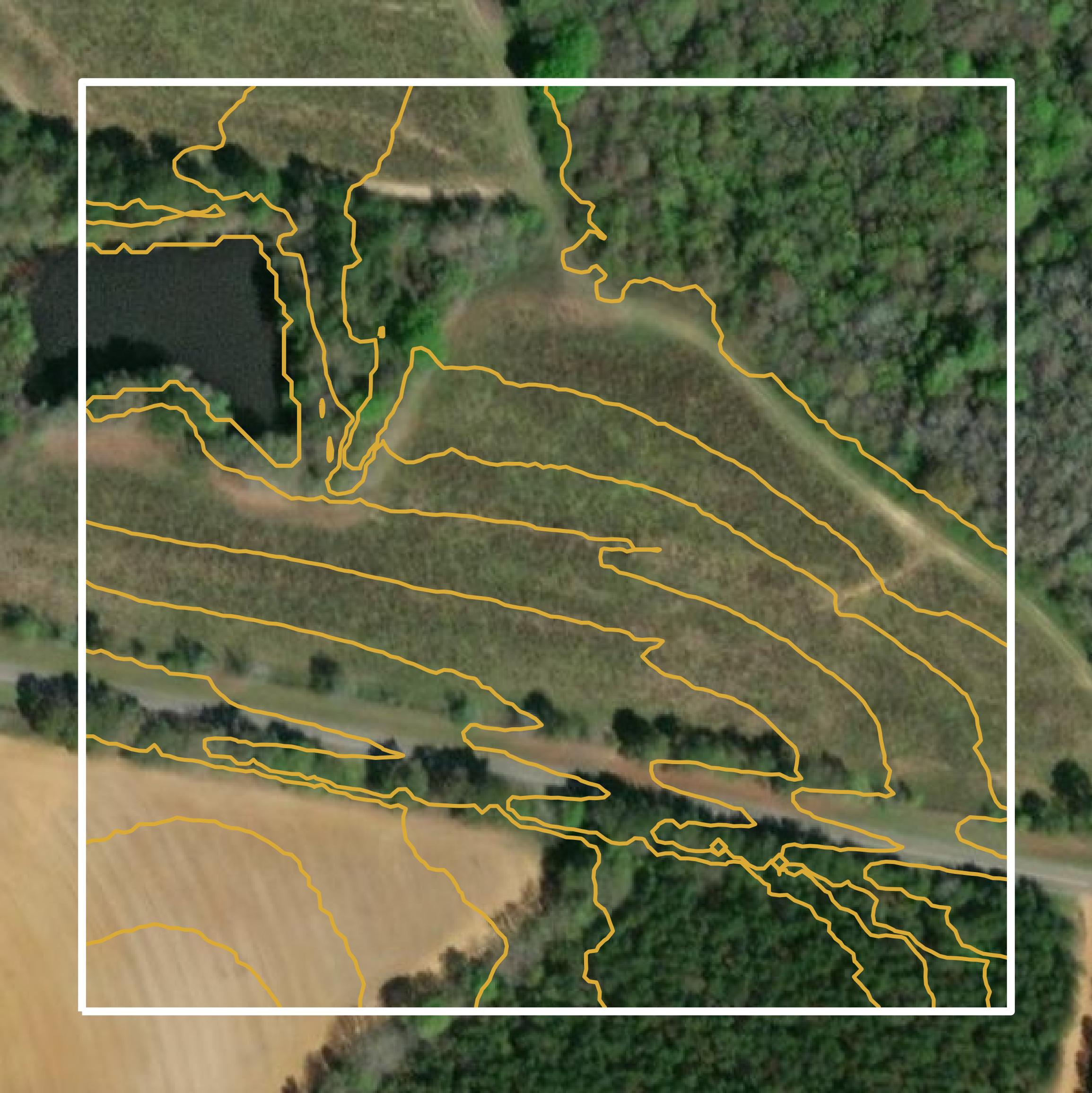 This image shows a contour map in Tift County created using GIS data in Equator.