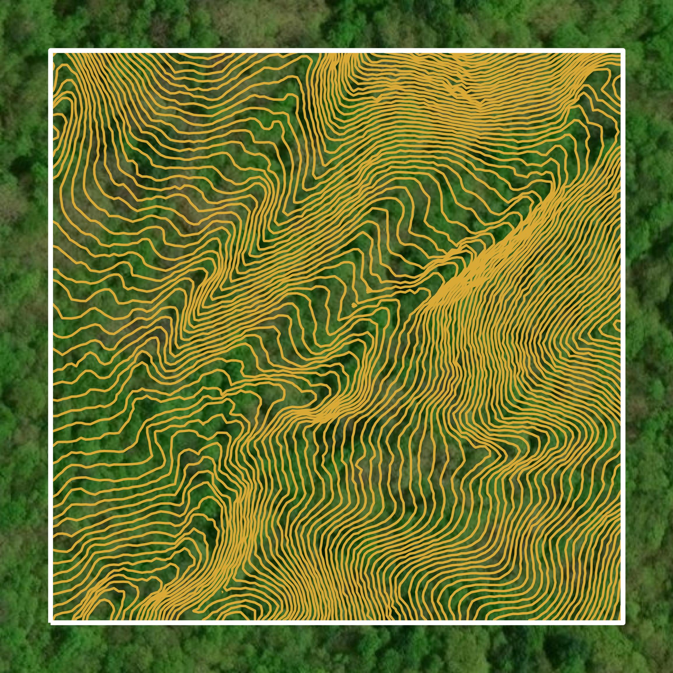 This image shows a contour map in Towns County created using GIS data in Equator.