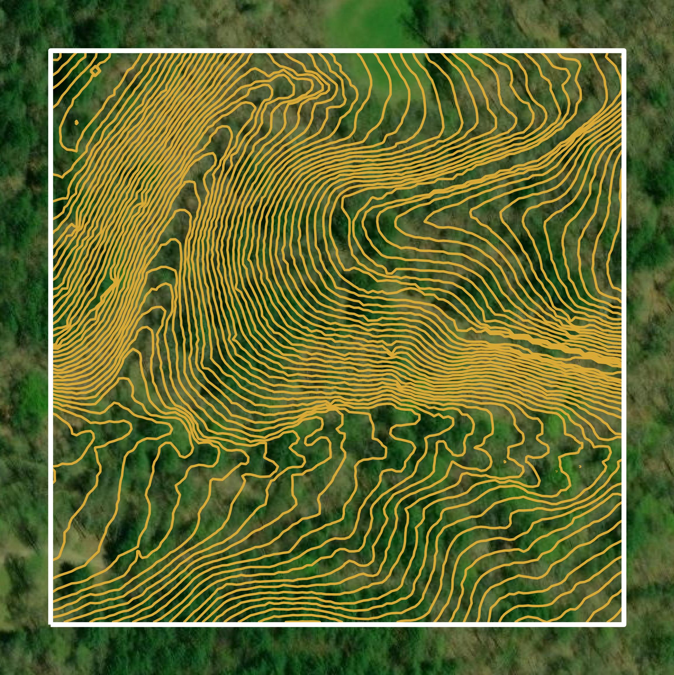 This image shows a contour map in Towns County created using GIS data in Equator.