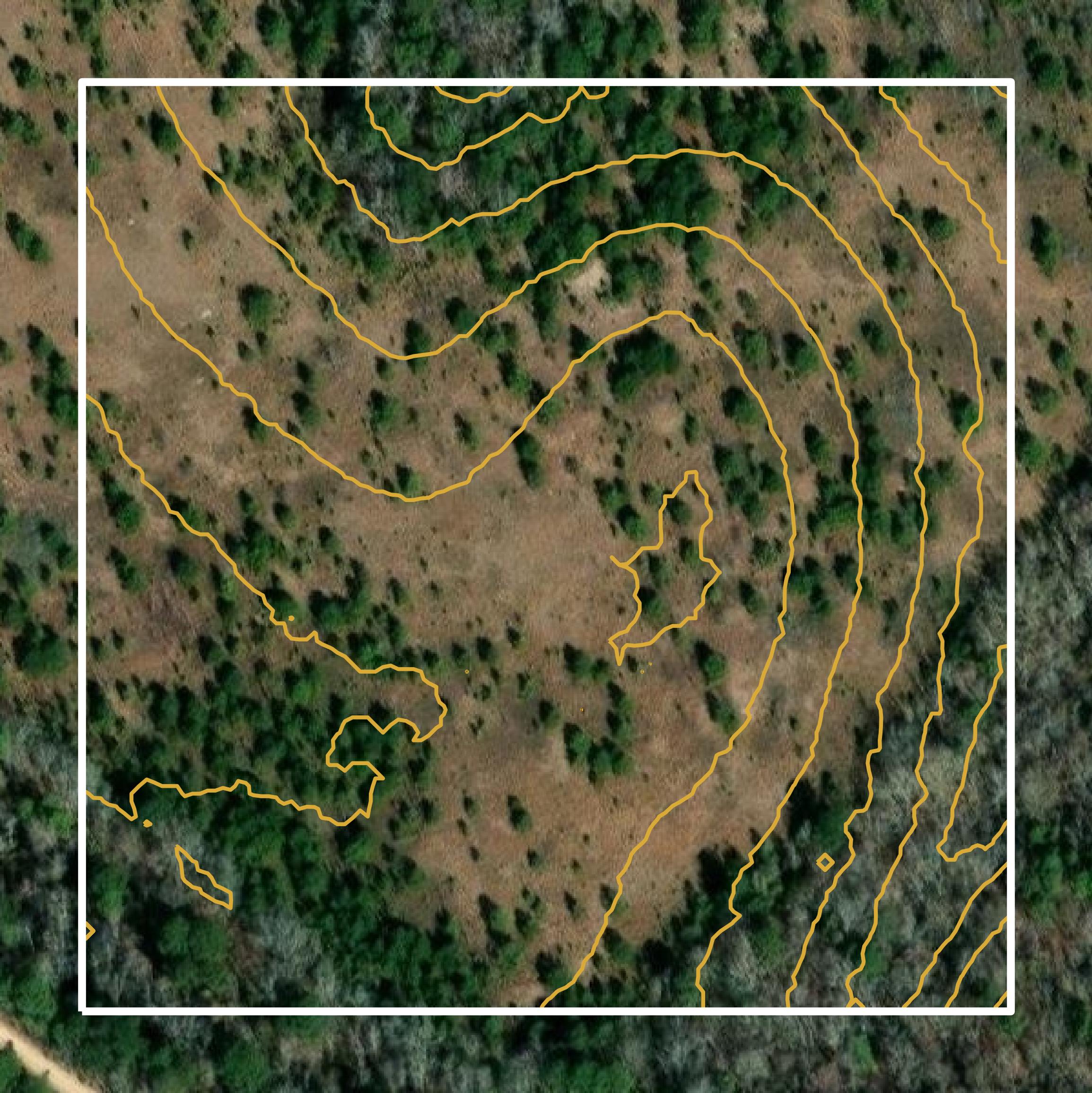 This image shows a contour map in Treutlen County created using GIS data in Equator.