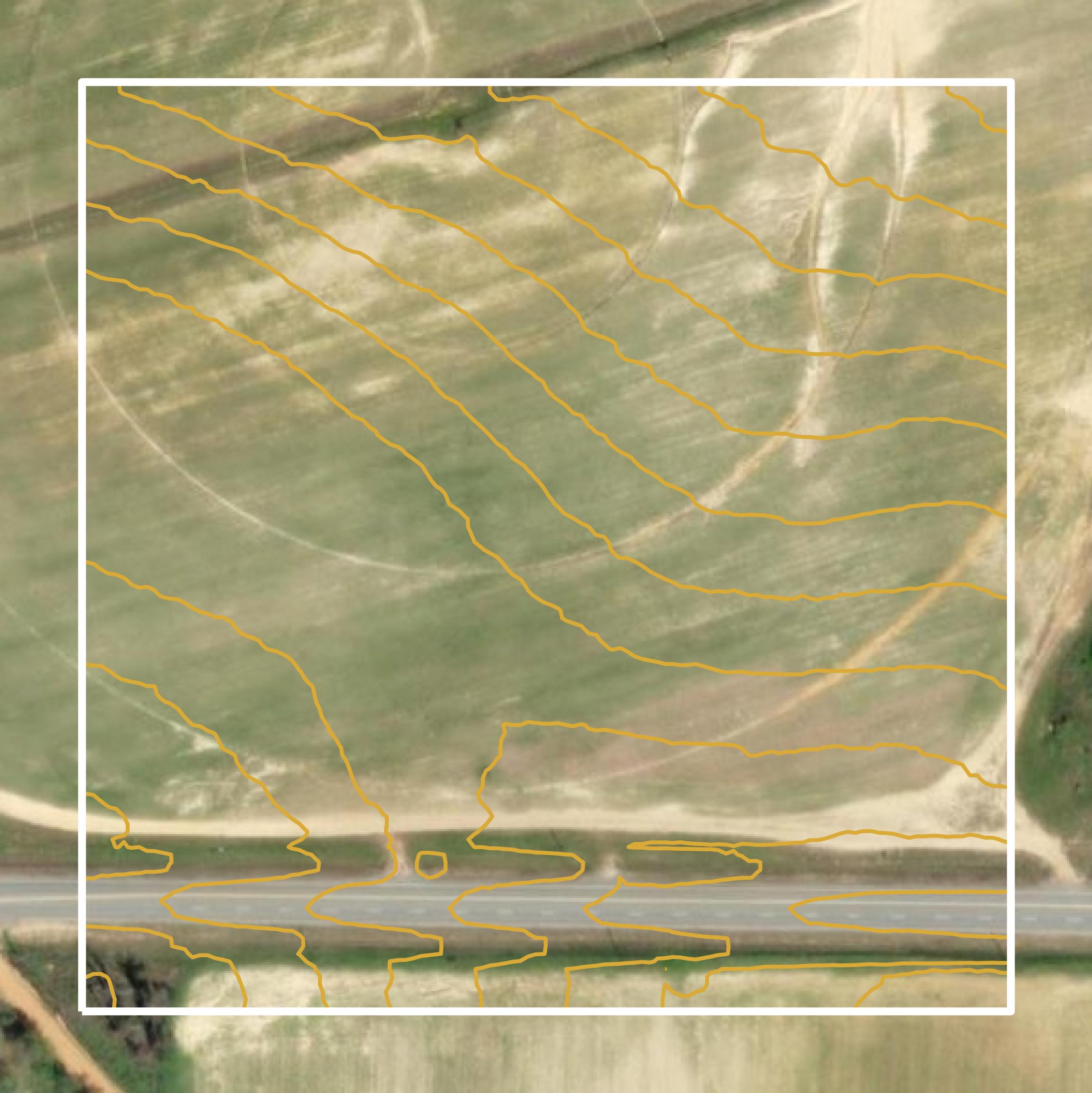 This image shows a contour map in Turner County created using GIS data in Equator.