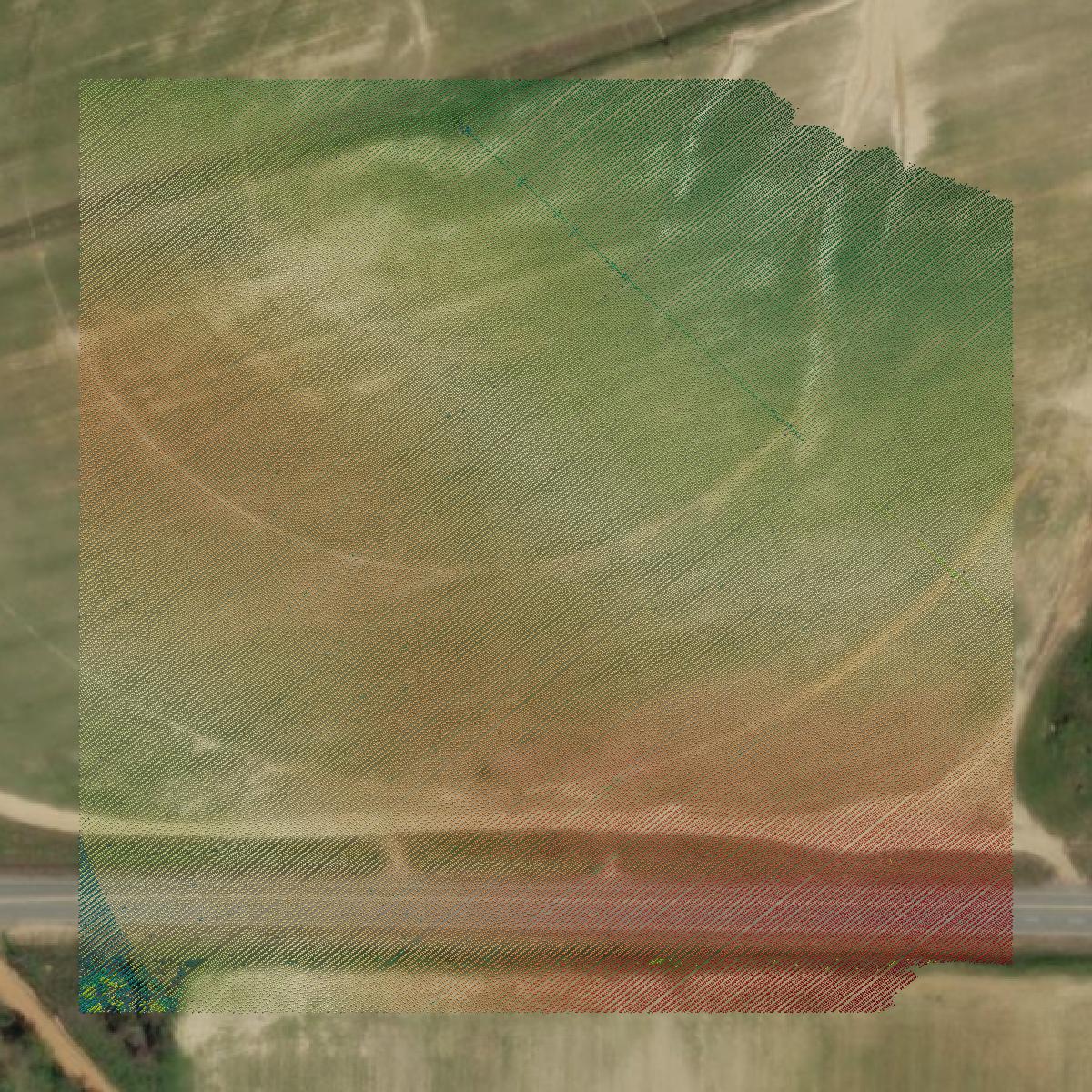 This image shows a LiDAR point cloud in Turner County created using GIS data in Equator.