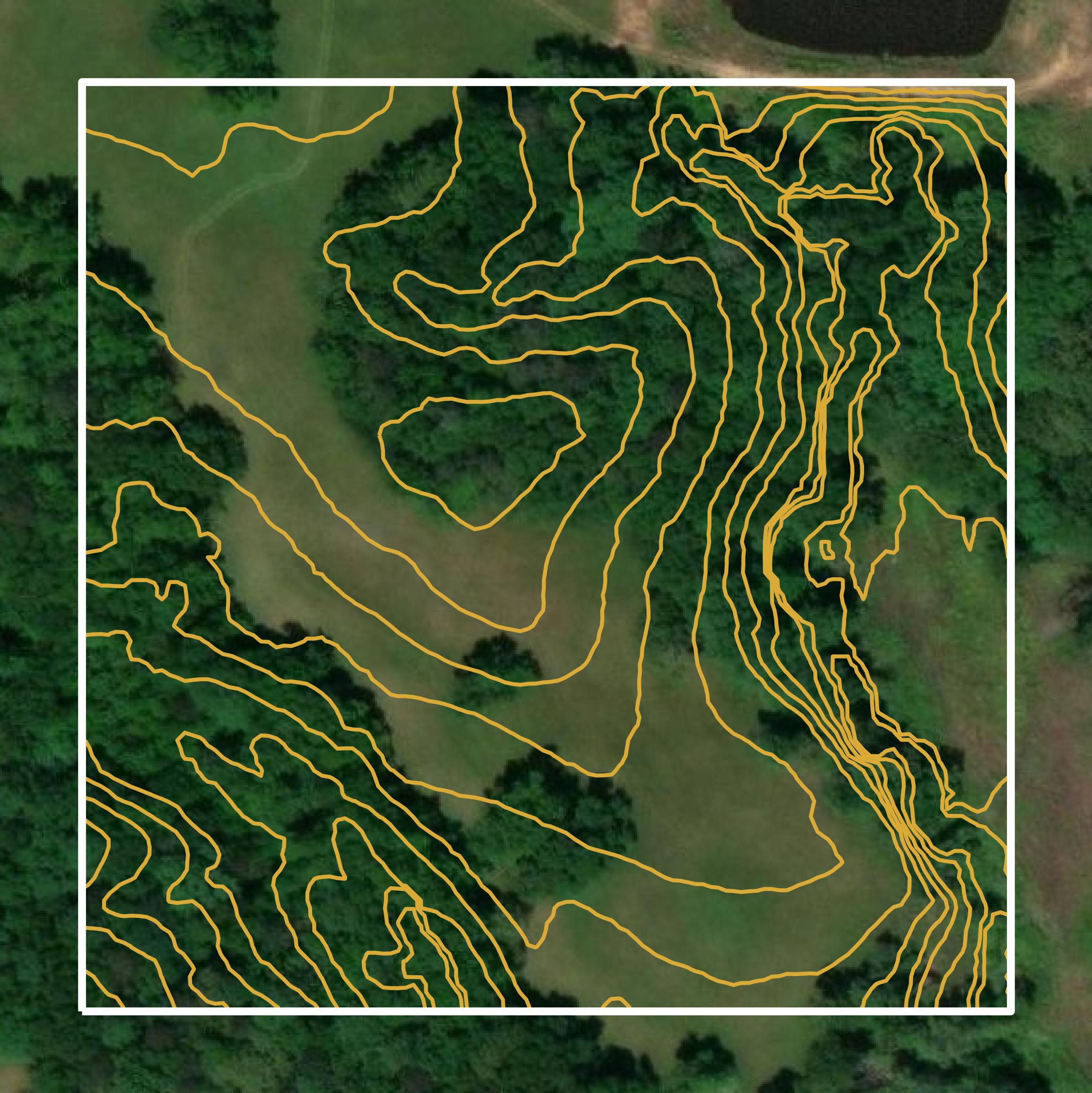 This image shows a contour map in Upson County created using GIS data in Equator.
