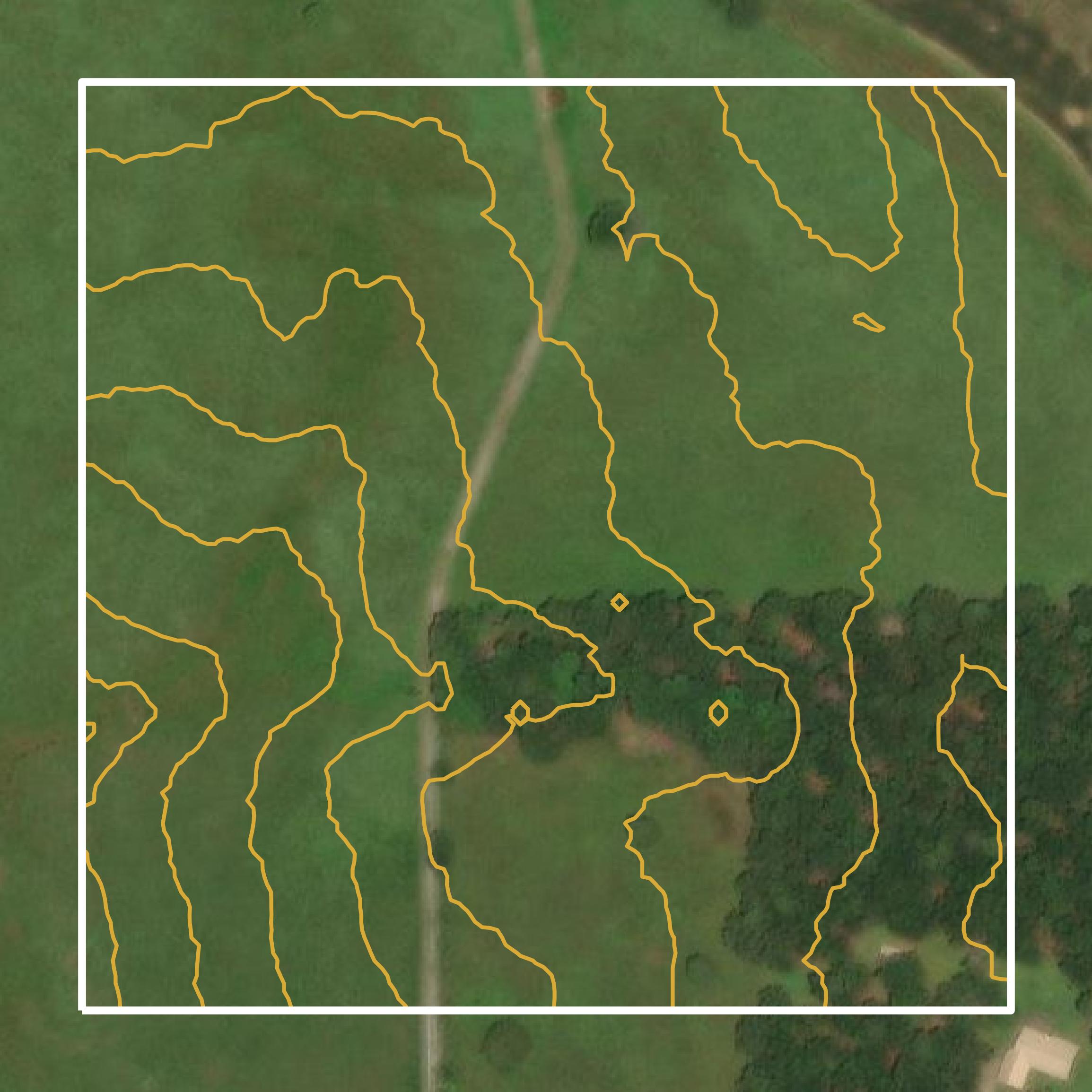 This image shows a contour map in Walker County created using GIS data in Equator.
