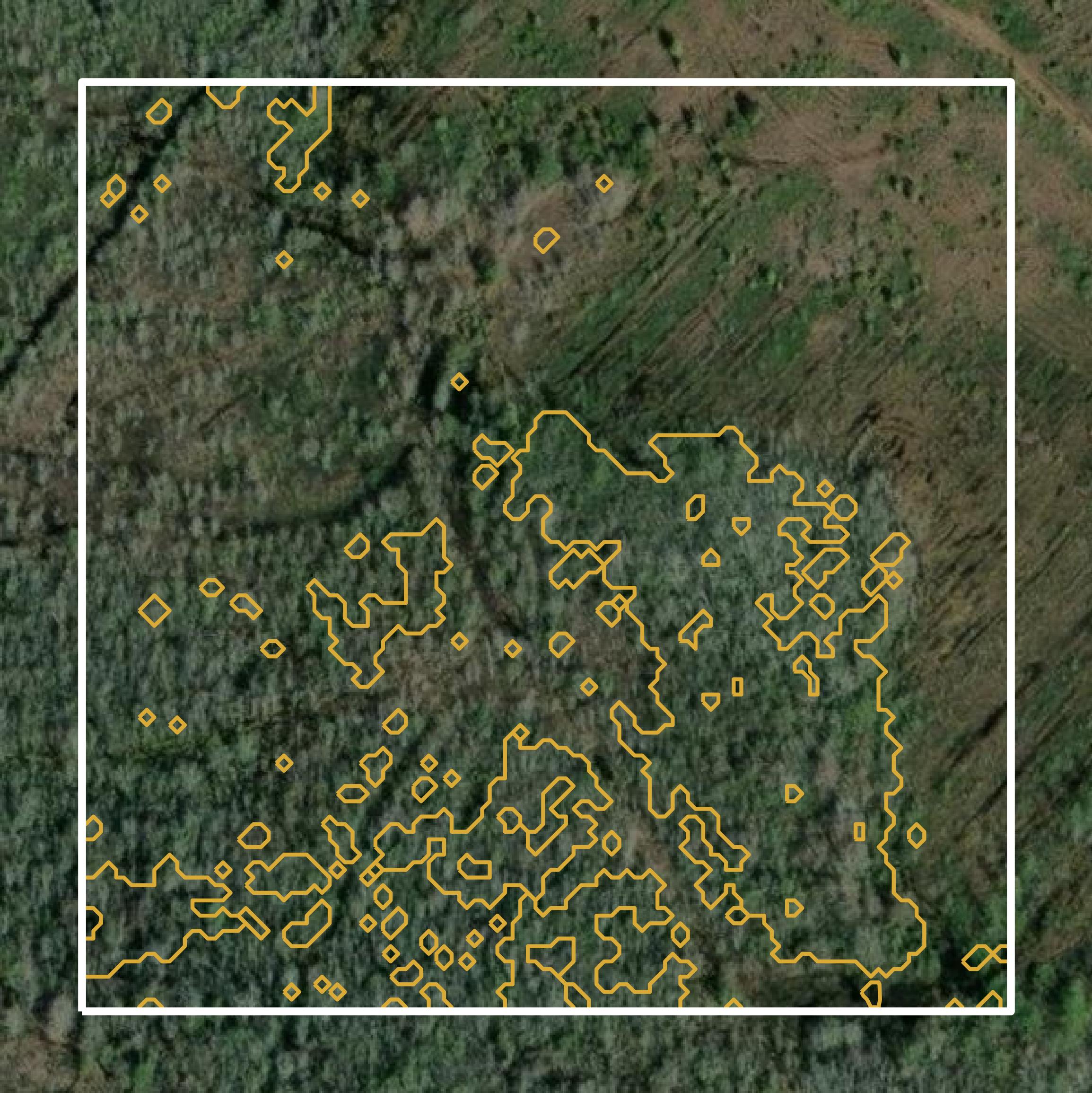 This image shows a contour map in Ware County created using GIS data in Equator.