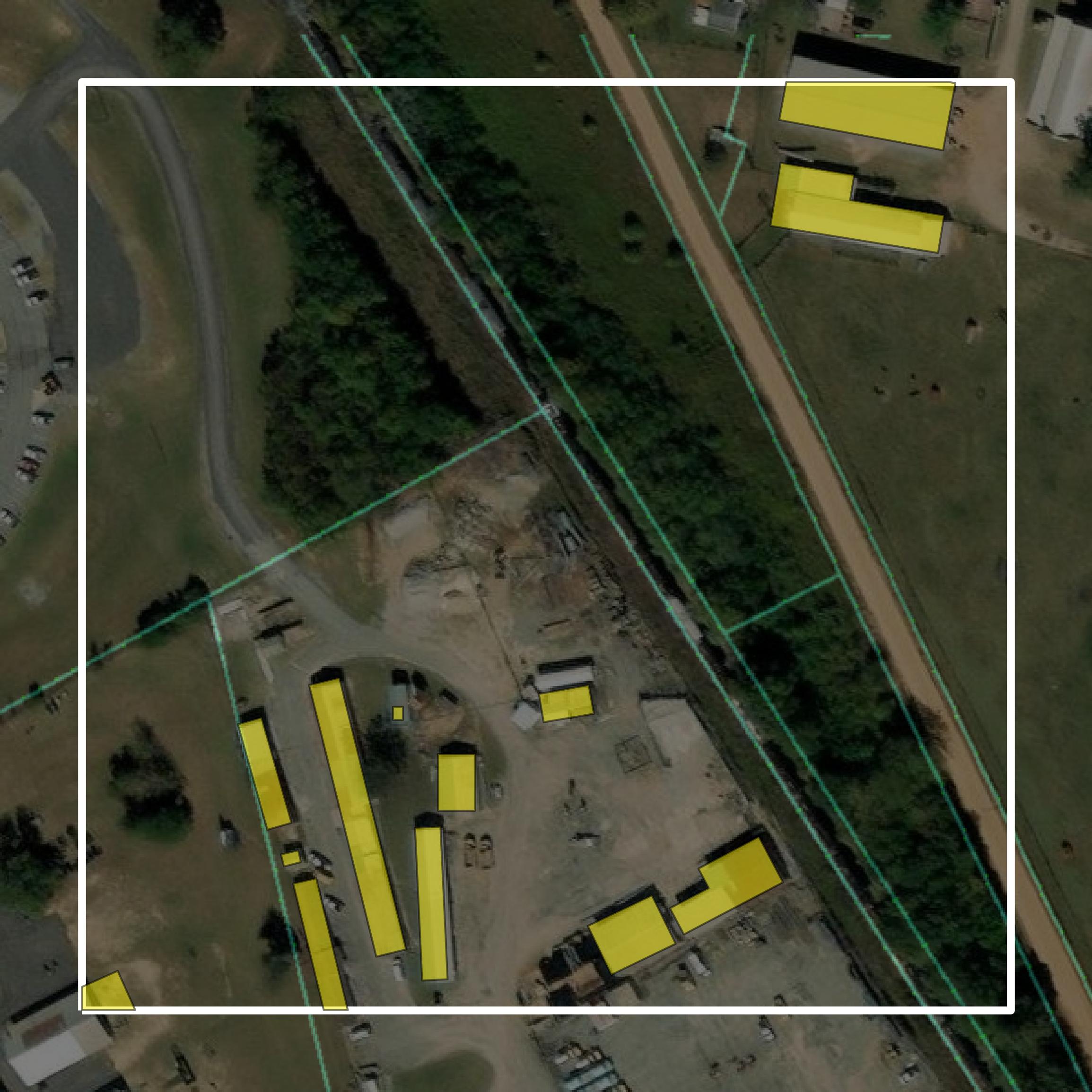 This image shows parcel and building data in Washington County created using GIS data in Equator.