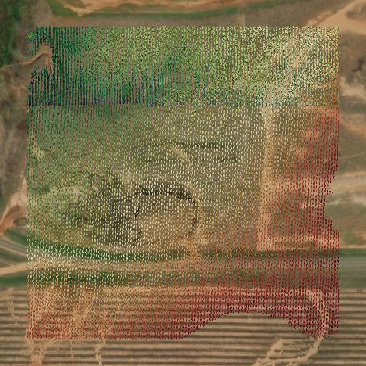 This image shows a LiDAR point cloud in Webster County created using GIS data in Equator.