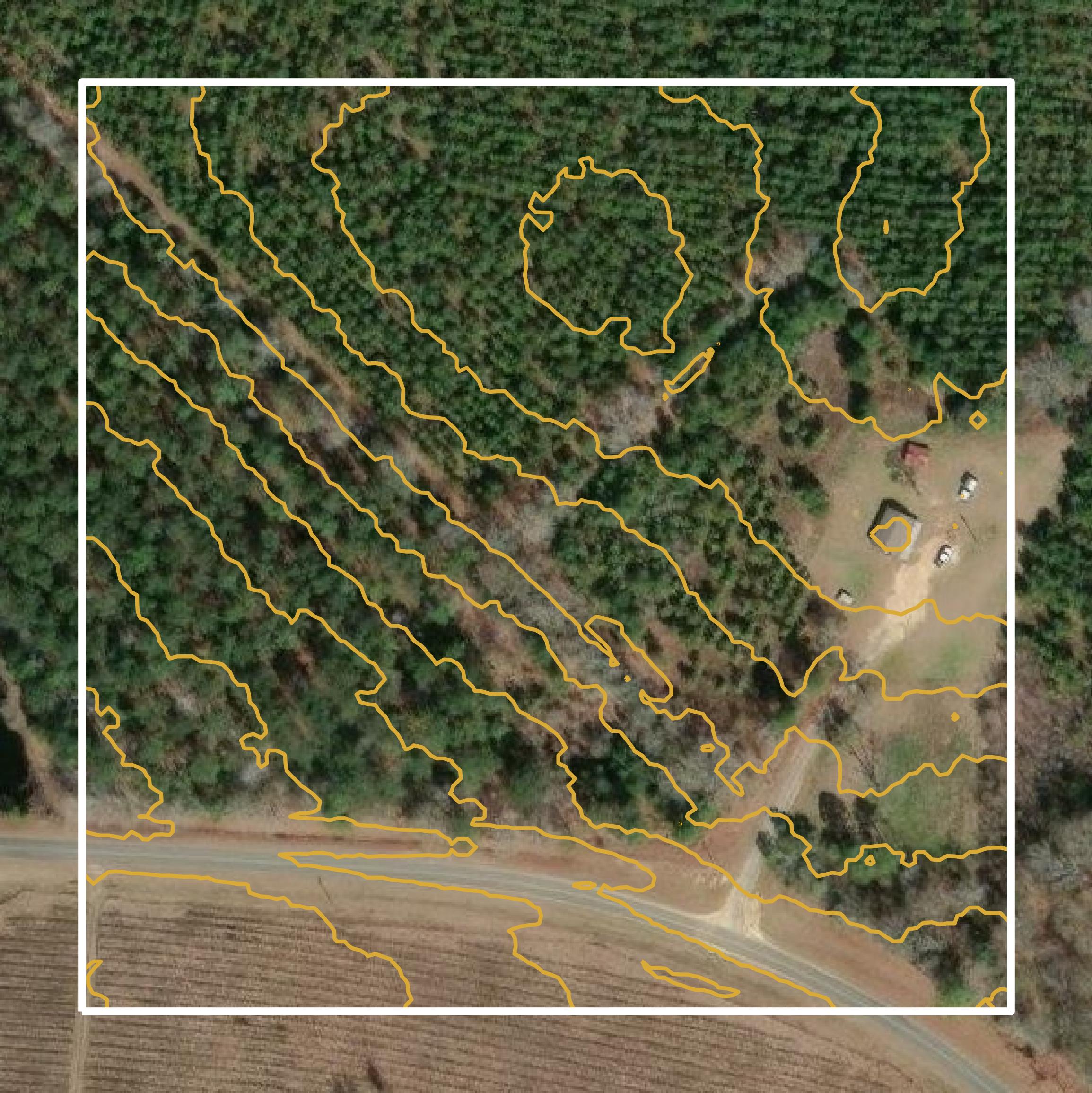 This image shows a contour map in Wheeler County created using GIS data in Equator.