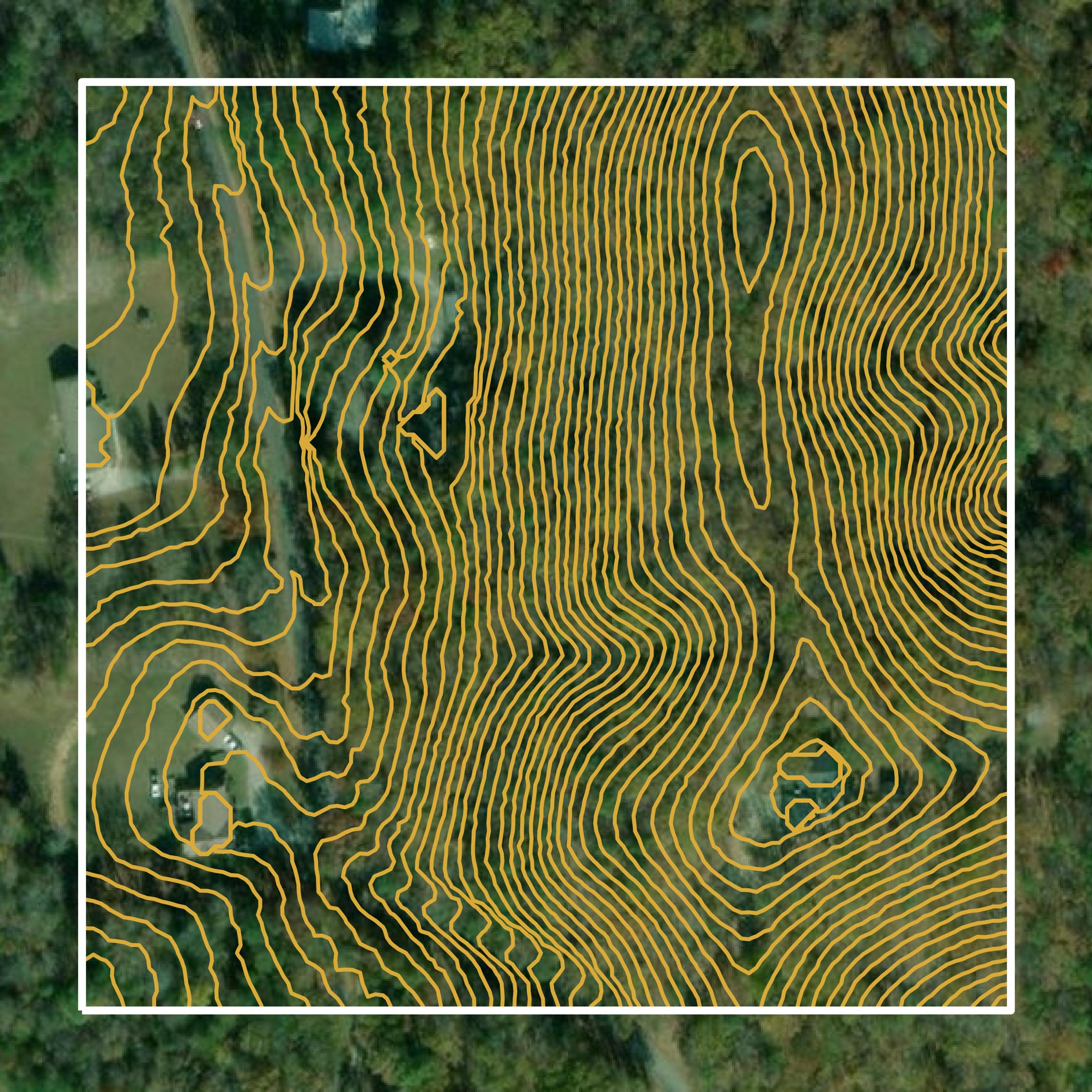 This image shows a contour map in Whitfield County created using GIS data in Equator.