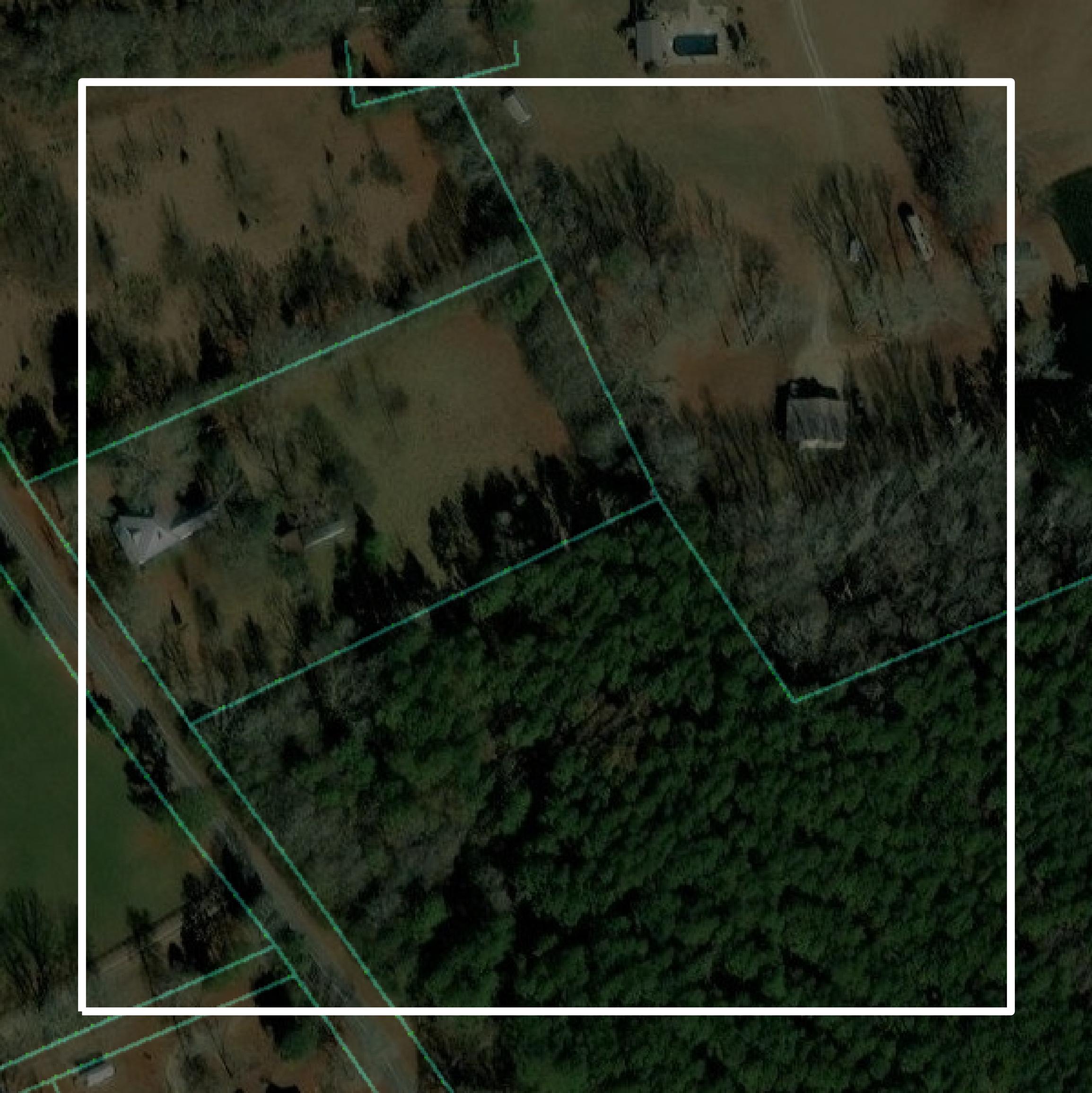 This image shows parcel and building data in Wilkes County created using GIS data in Equator.