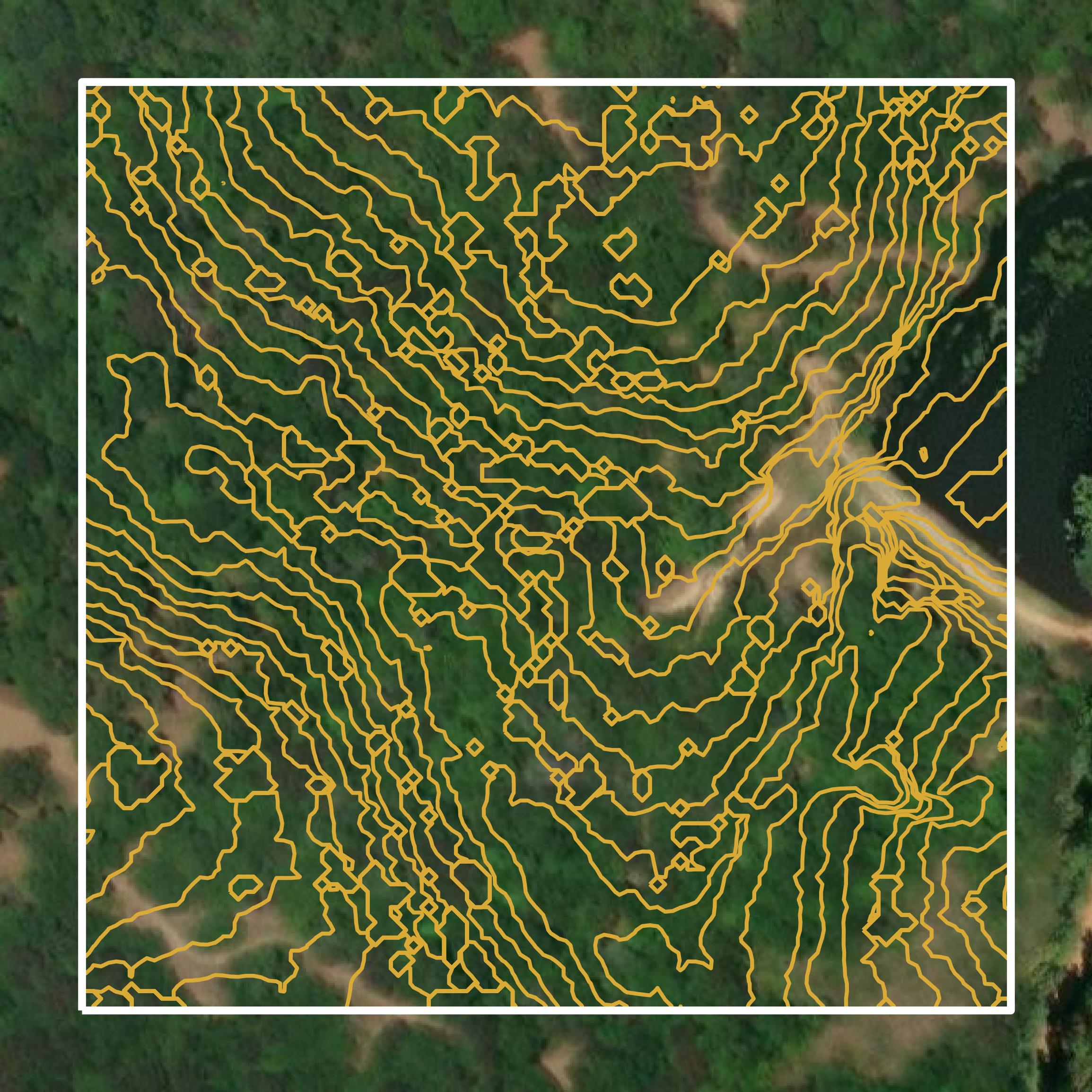This image shows a contour map in Wilkinson County created using GIS data in Equator.