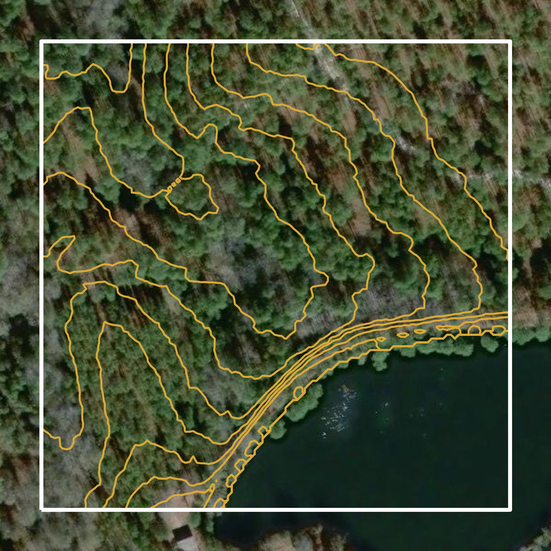 This image shows a contour map in Worth County created using GIS data in Equator.