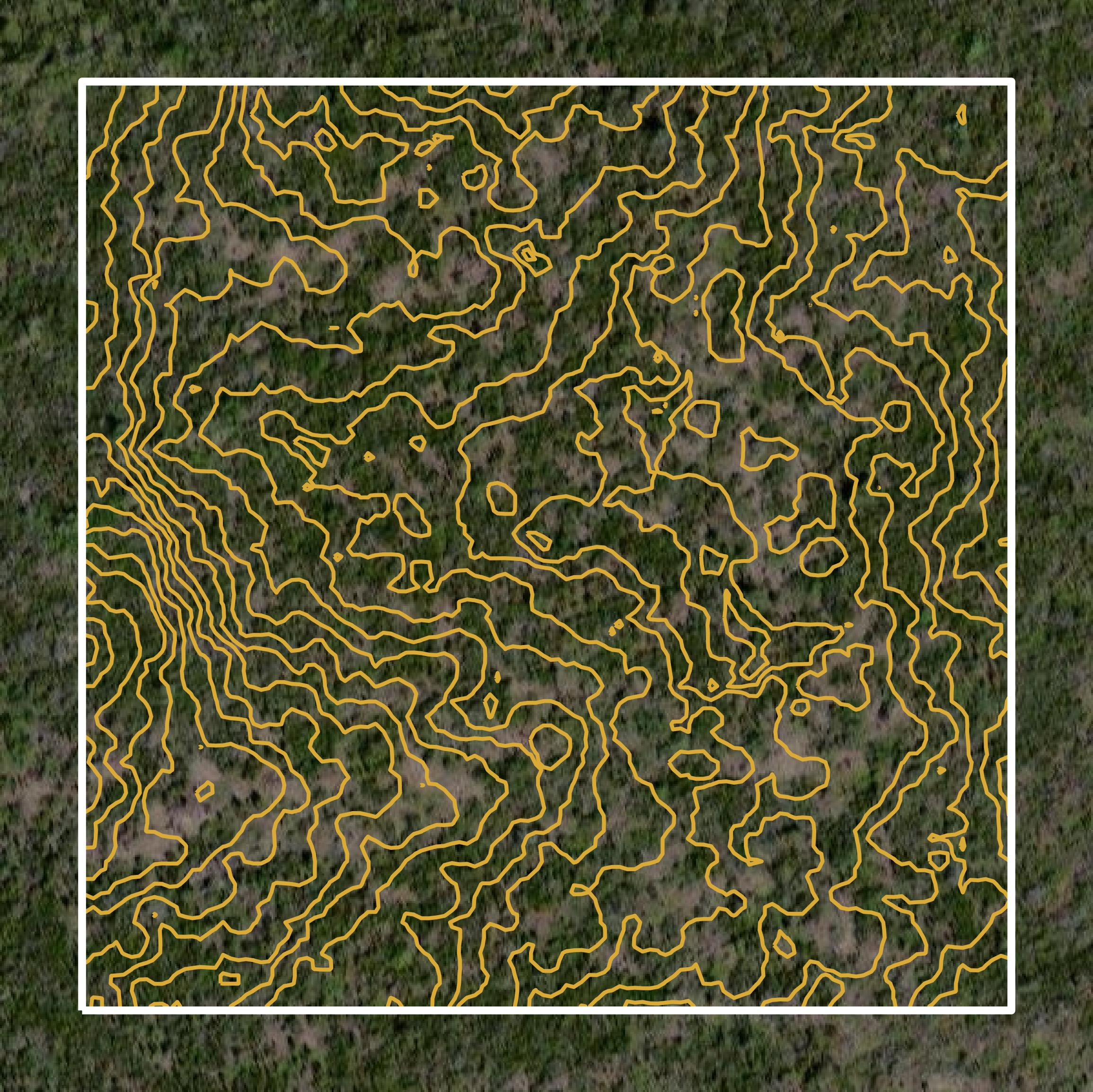 This image shows a contour map in Hawaii County created using GIS data in Equator.