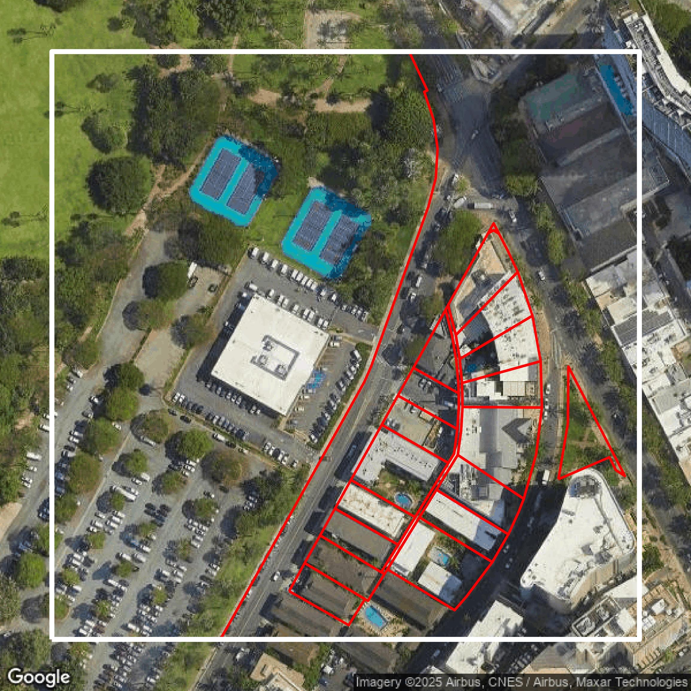 This image shows parcel data in Honolulu County created using GIS data in Equator.