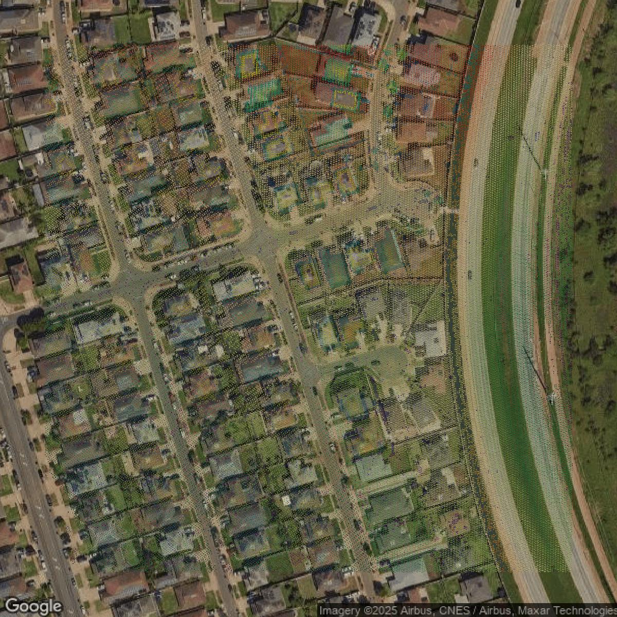 This image shows a LiDAR point cloud in Honolulu County created using GIS data in Equator.