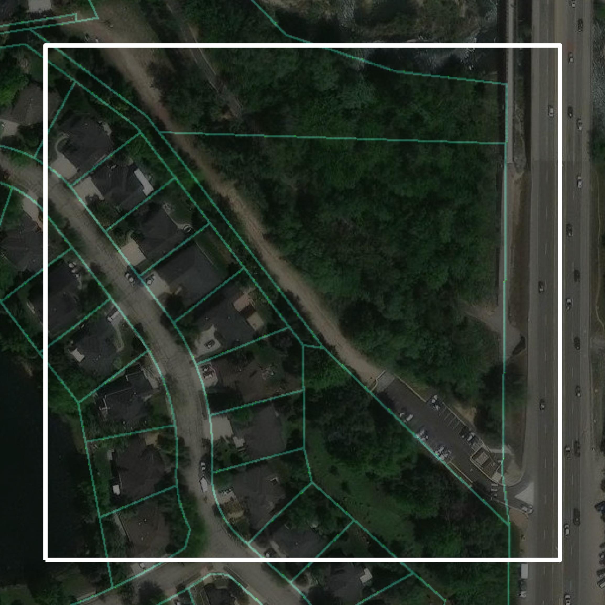 This image shows parcel and building data in Ada County created using GIS data in Equator.