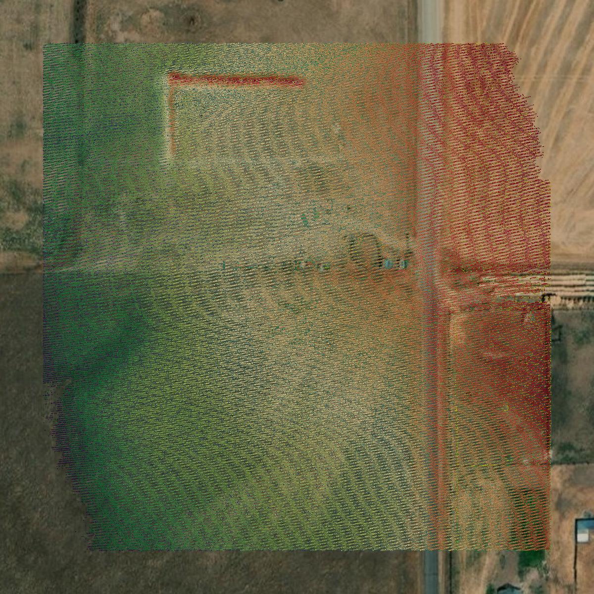 This image shows a LiDAR point cloud in Bannock County created using GIS data in Equator.