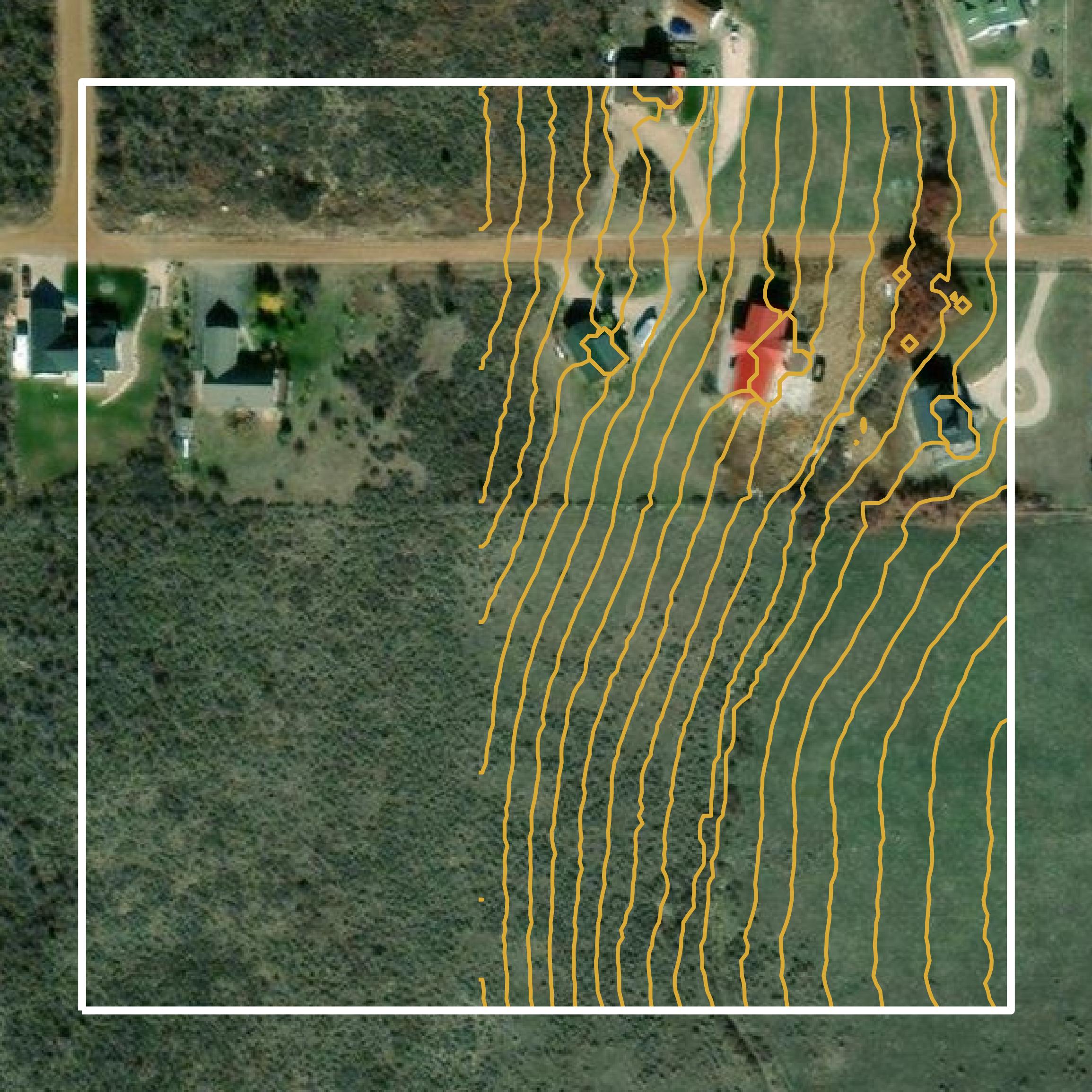 This image shows a contour map in Bear Lake County created using GIS data in Equator.
