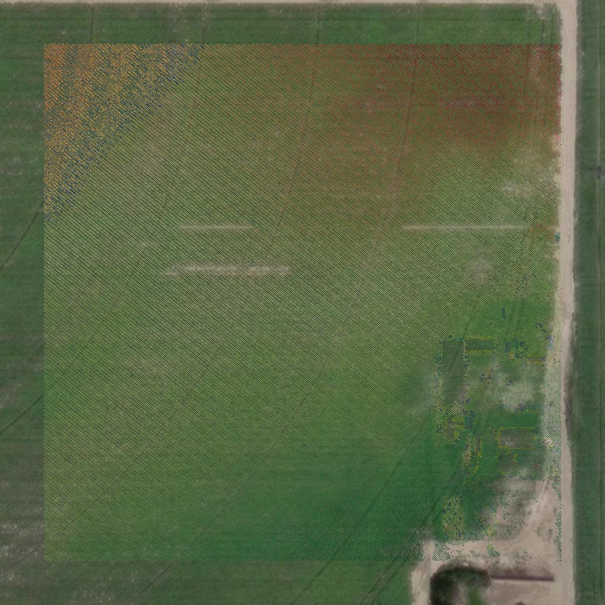 This image shows a LiDAR point cloud in Bingham County created using GIS data in Equator.