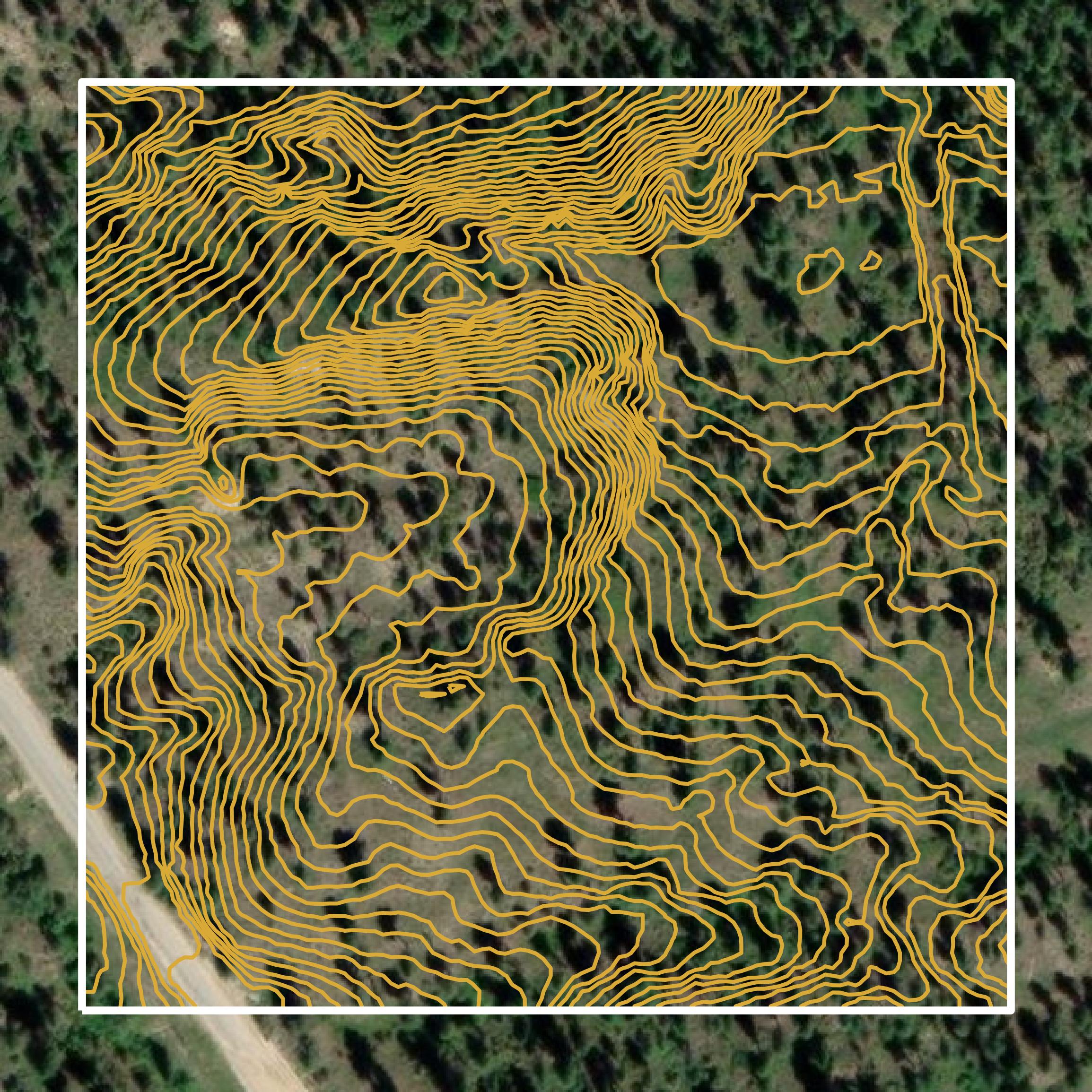This image shows a contour map in Boise County created using GIS data in Equator.